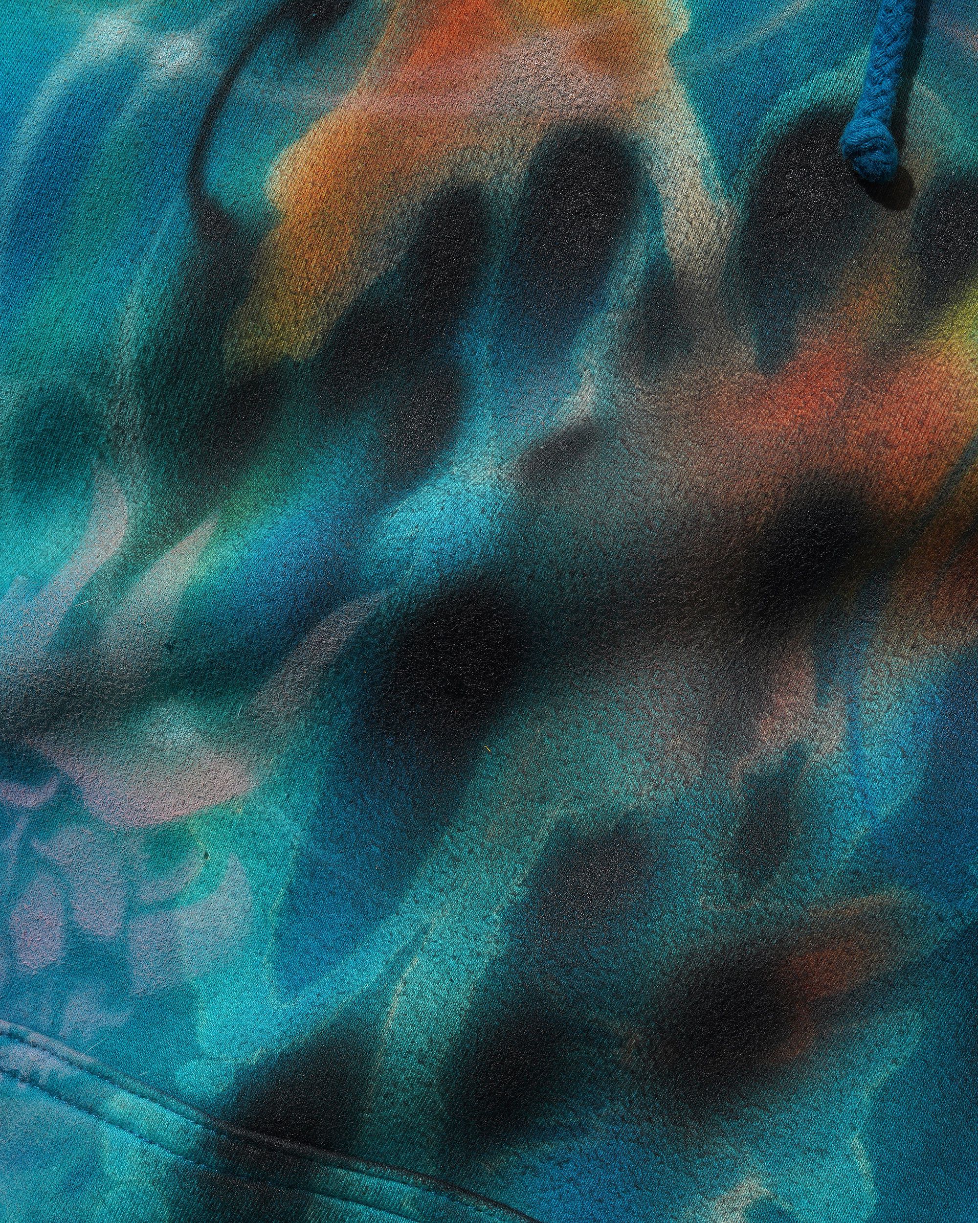 1 Of 1 Bleached / Airbrushed Pullover Hood, Turquoise - Image 2