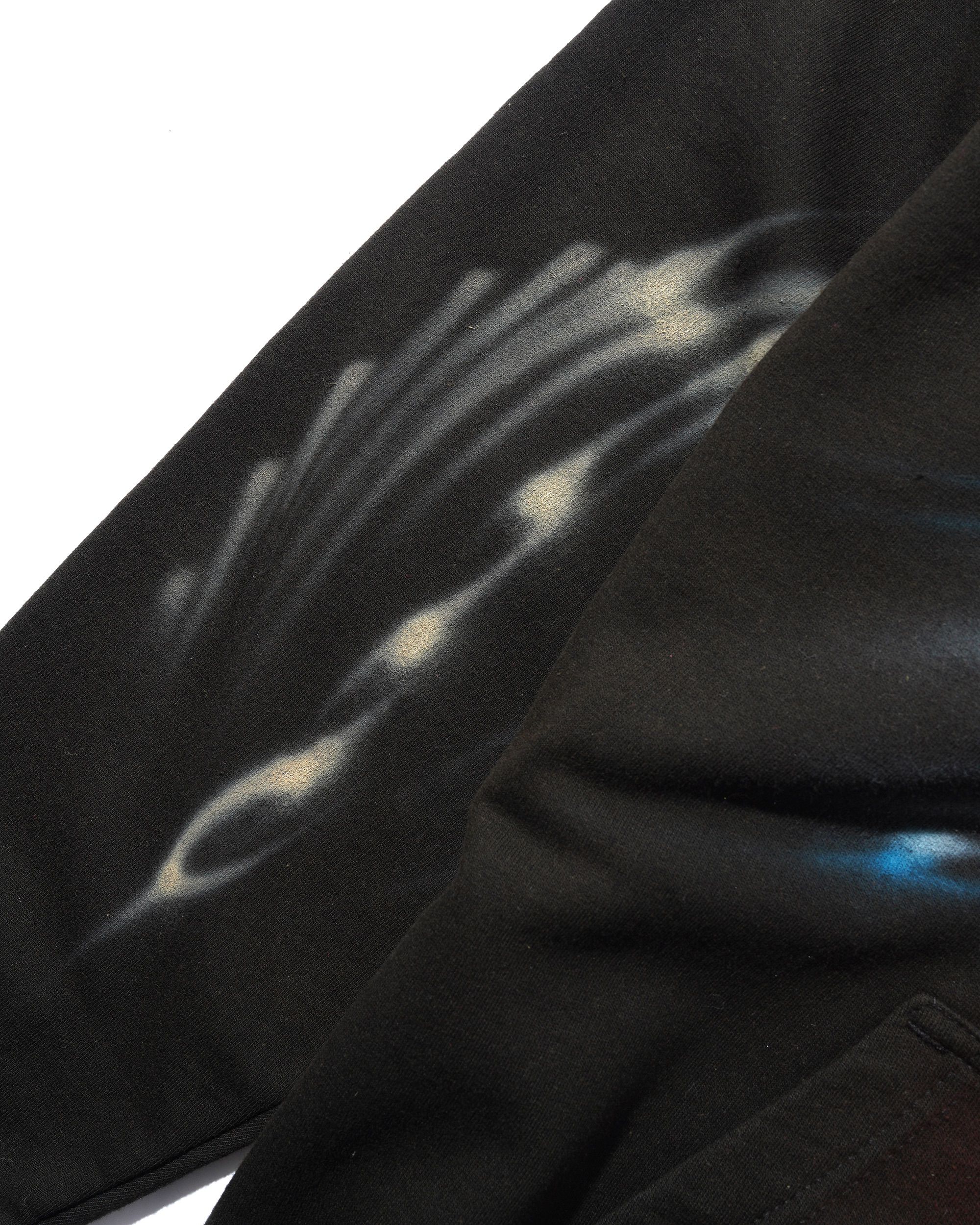 1 Of 1 Bleached / Airbrushed Zip-Thru Pullover Hood, Black - Image 3