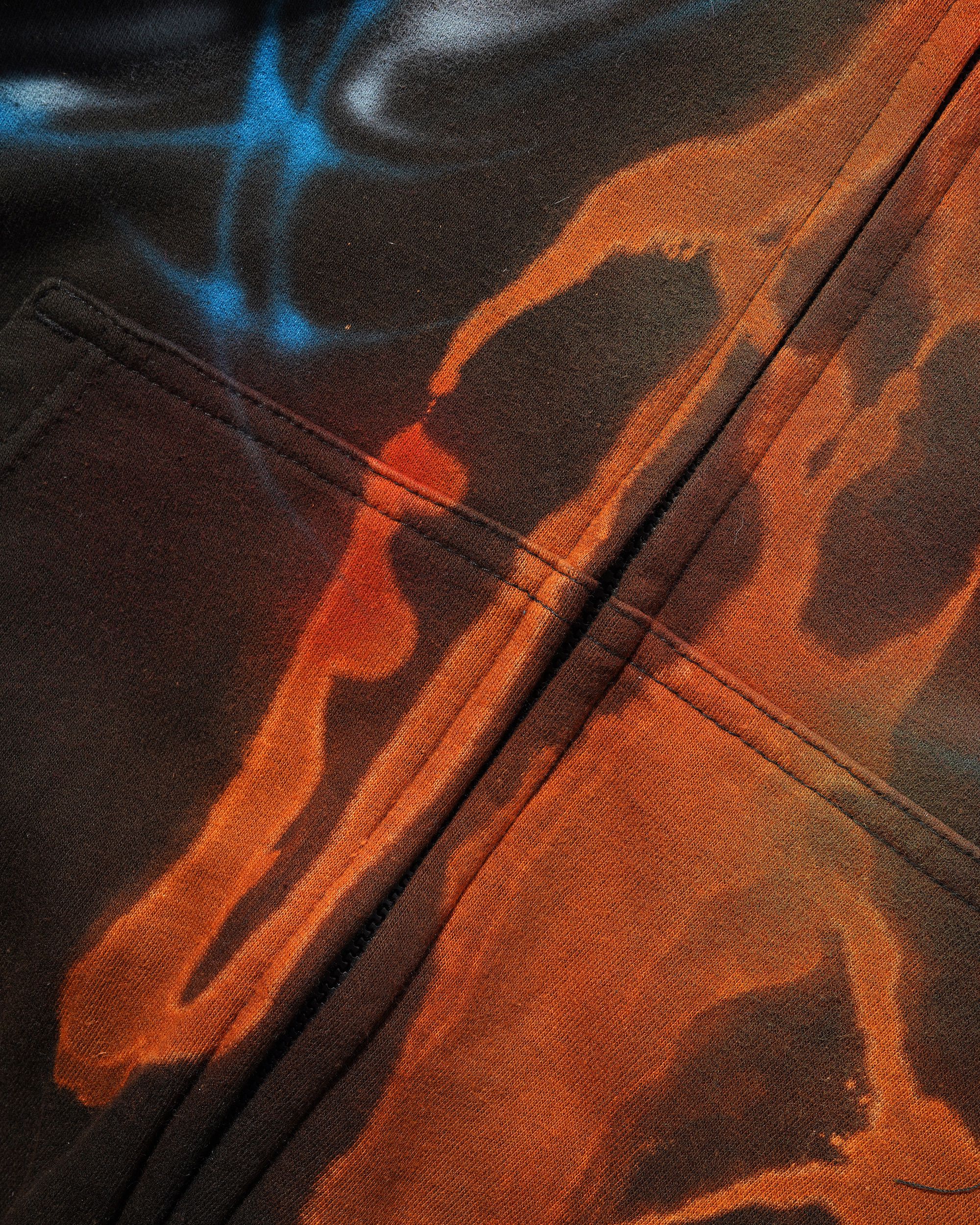 1 Of 1 Bleached / Airbrushed Zip-Thru Pullover Hood, Black - Image 4