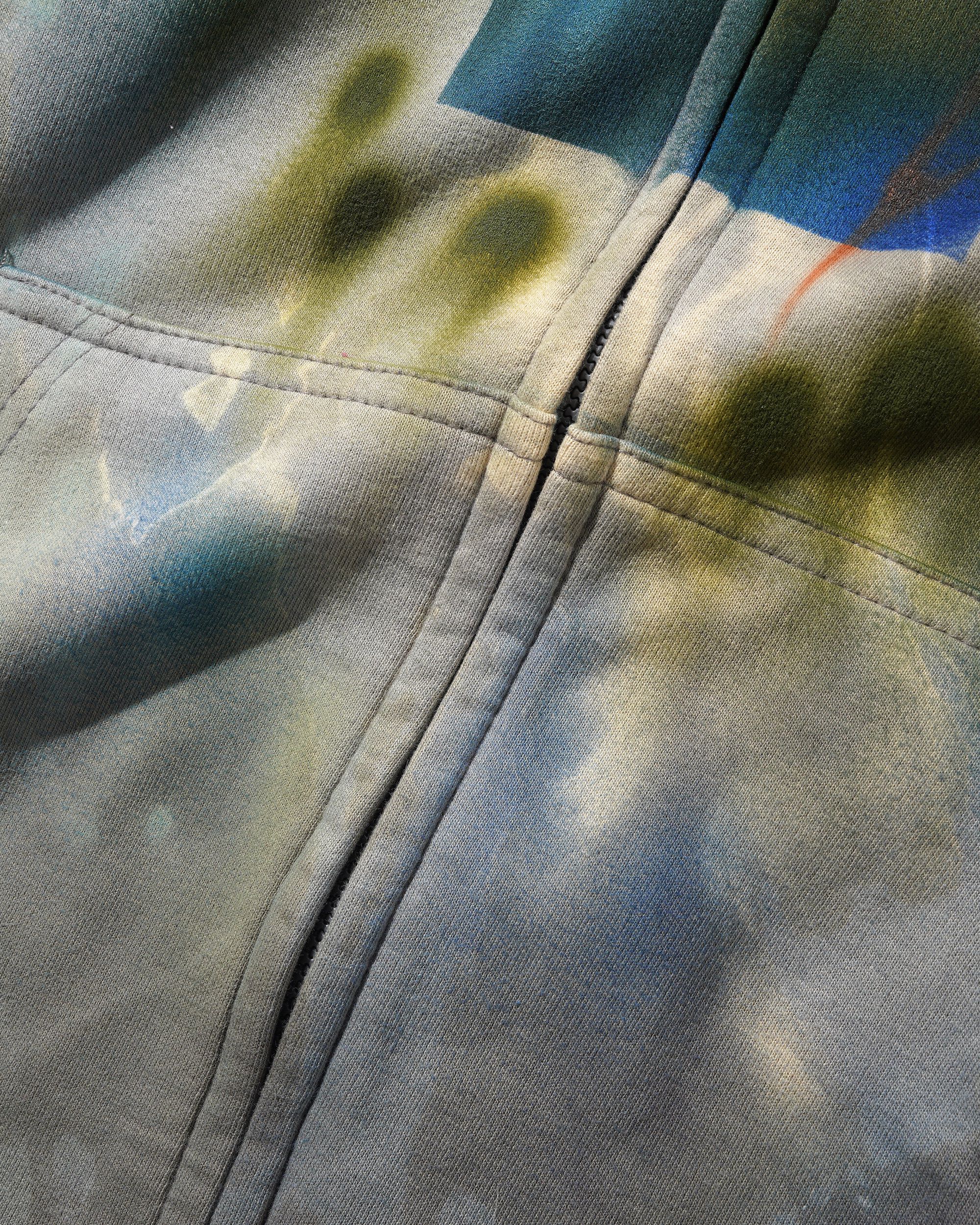 1 Of 1 Bleached / Airbrushed Zip-Thru Pullover Hood, Grey - Image 3
