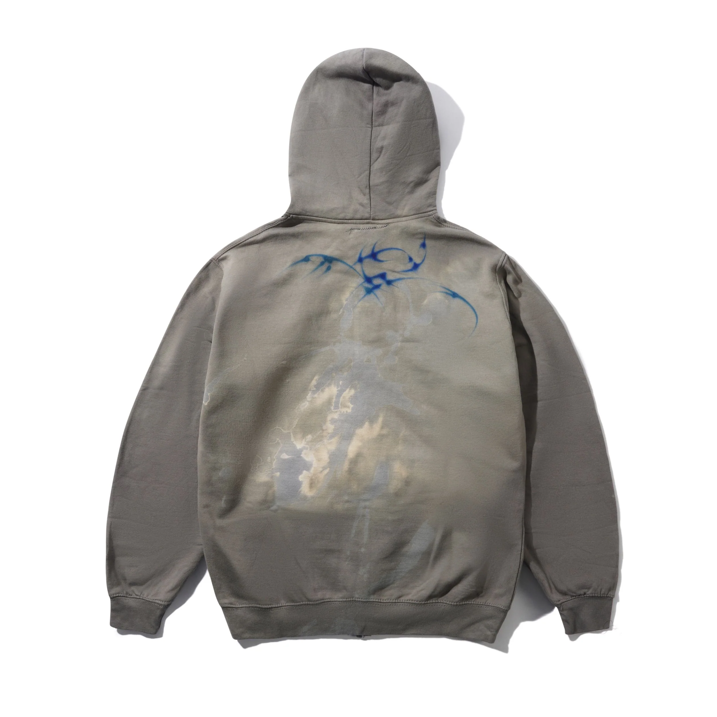 1 Of 1 Bleached / Airbrushed Zip-Thru Pullover Hood, Grey - Image 4