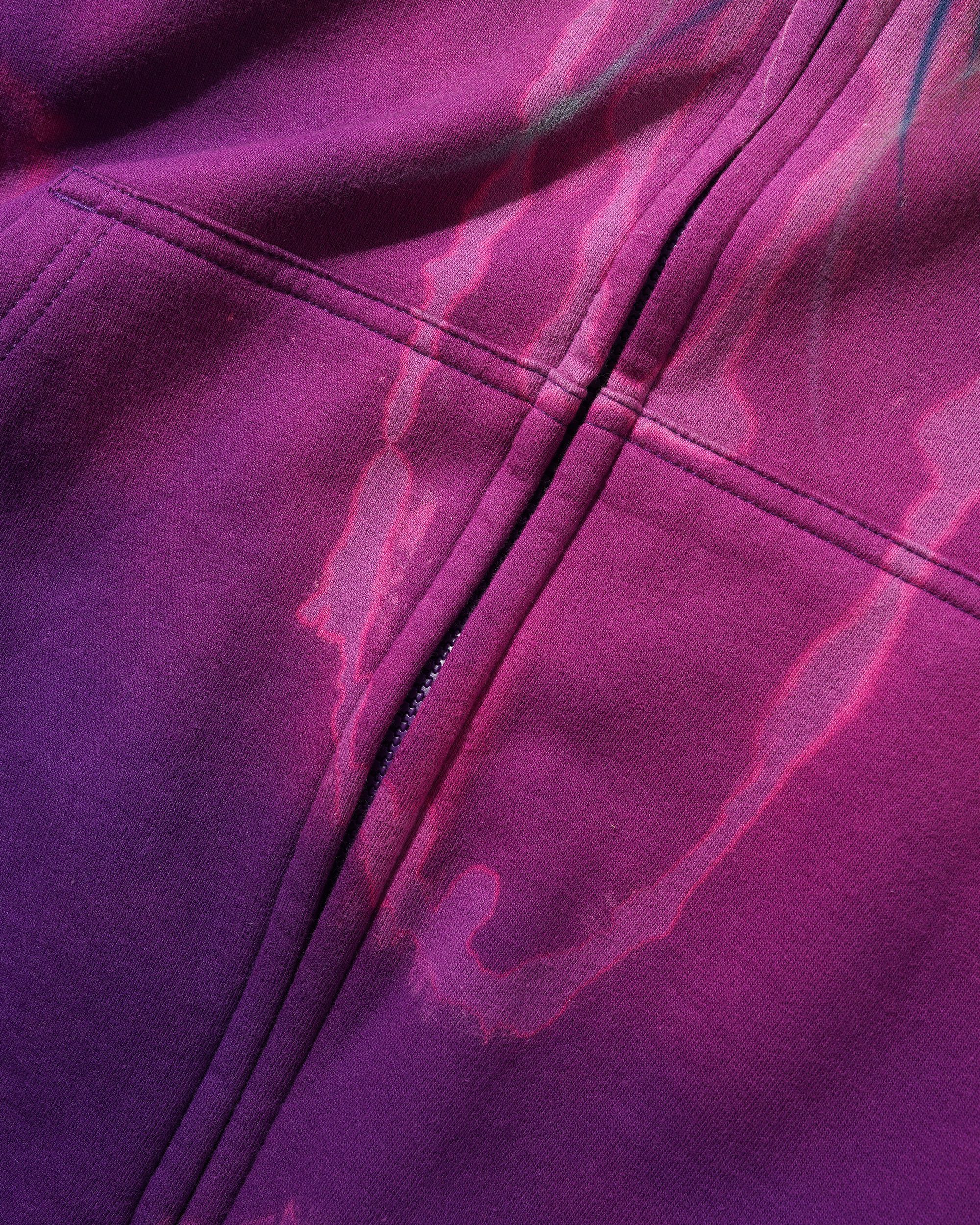 1 Of 1 Bleached / Airbrushed Zip-Thru Pullover Hood, Purple - Image 4