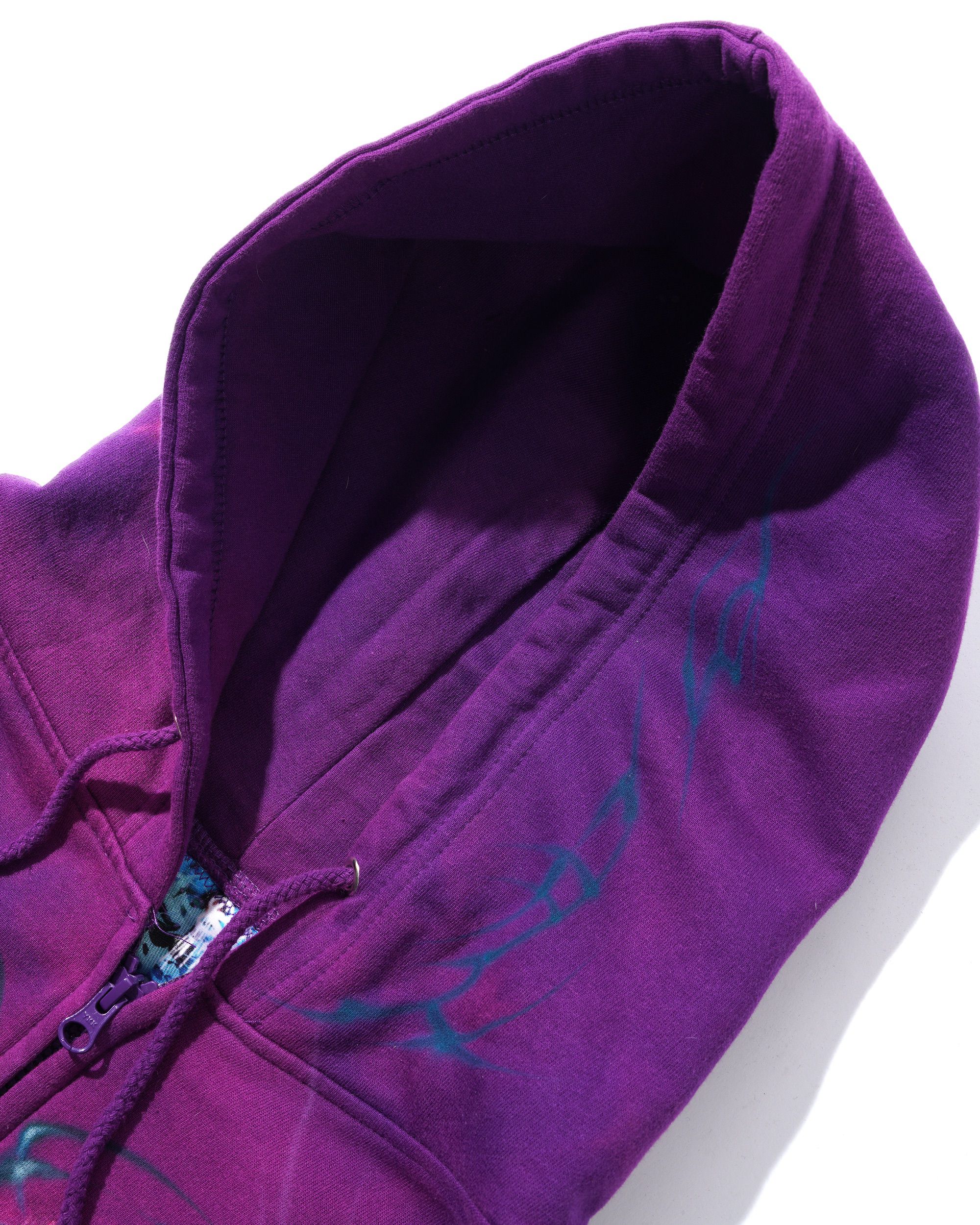 1 Of 1 Bleached / Airbrushed Zip-Thru Pullover Hood, Purple - Image 5