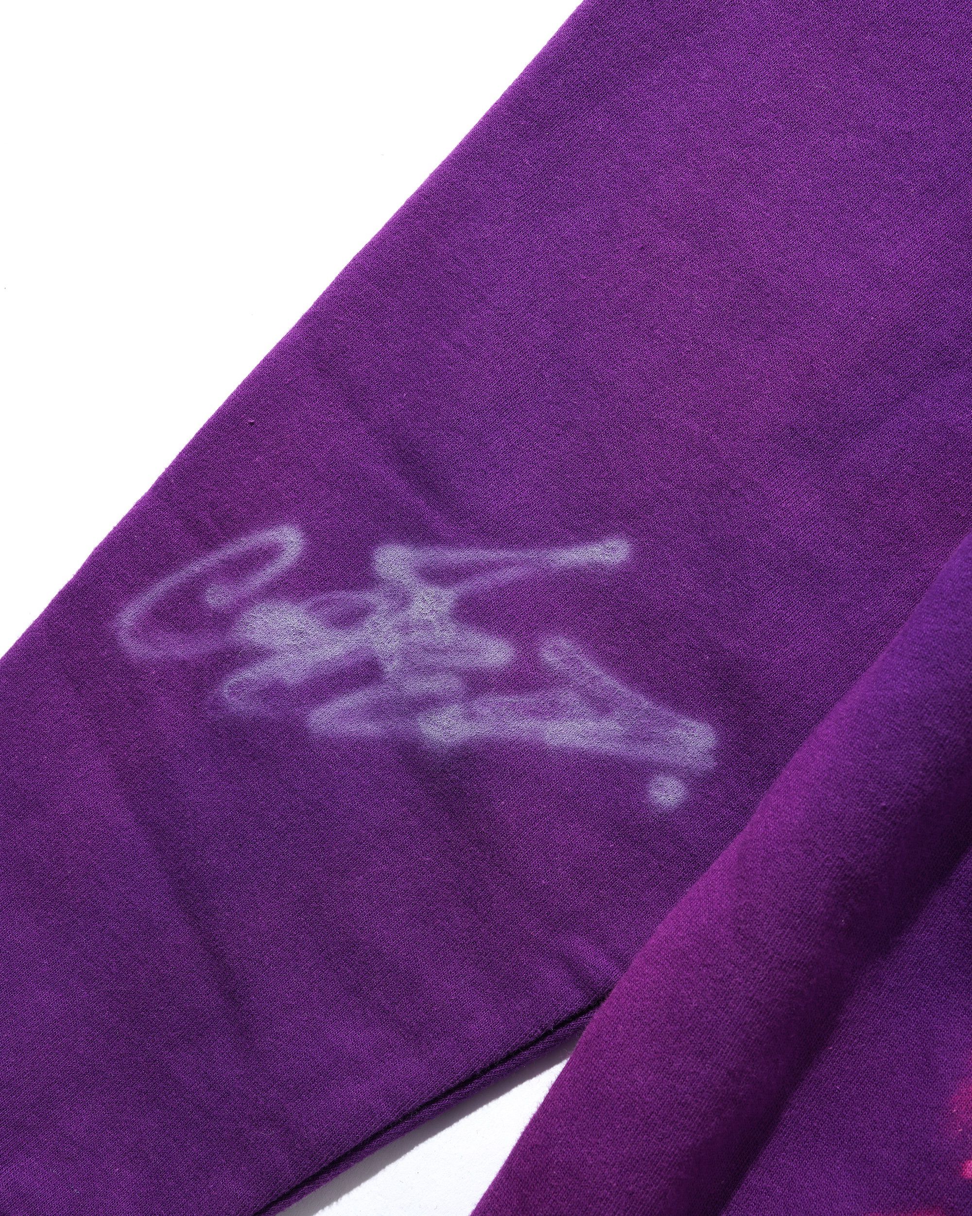 1 Of 1 Bleached / Airbrushed Zip-Thru Pullover Hood, Purple - Image 7