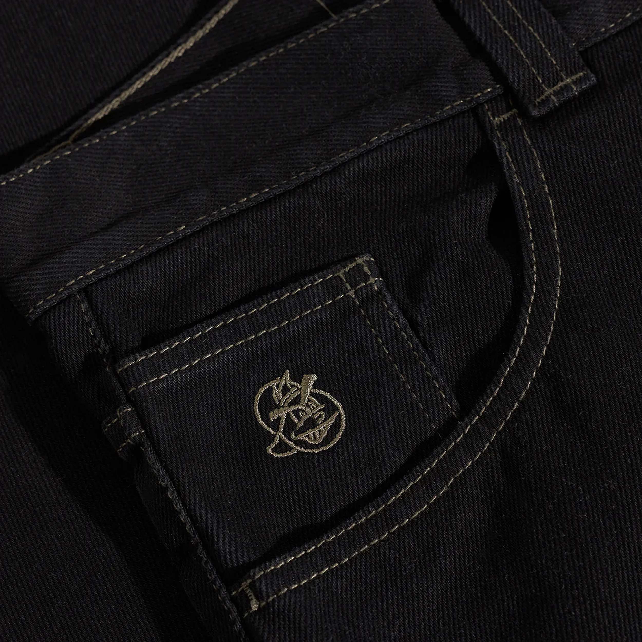 93! Jeans Contrast Stitching, Black / Dark Olive - Image 3