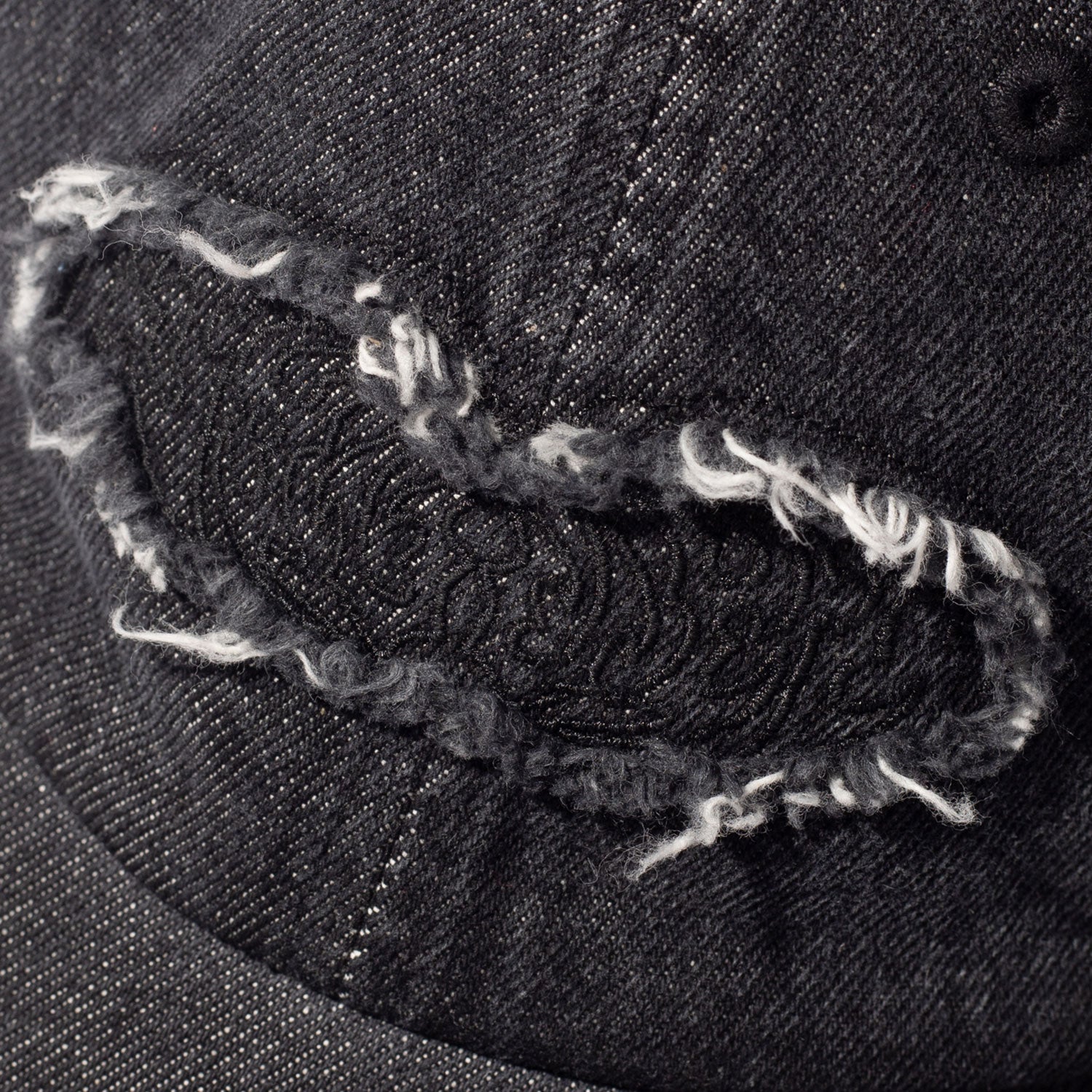 Applique Denim Cap, Black - Image 3