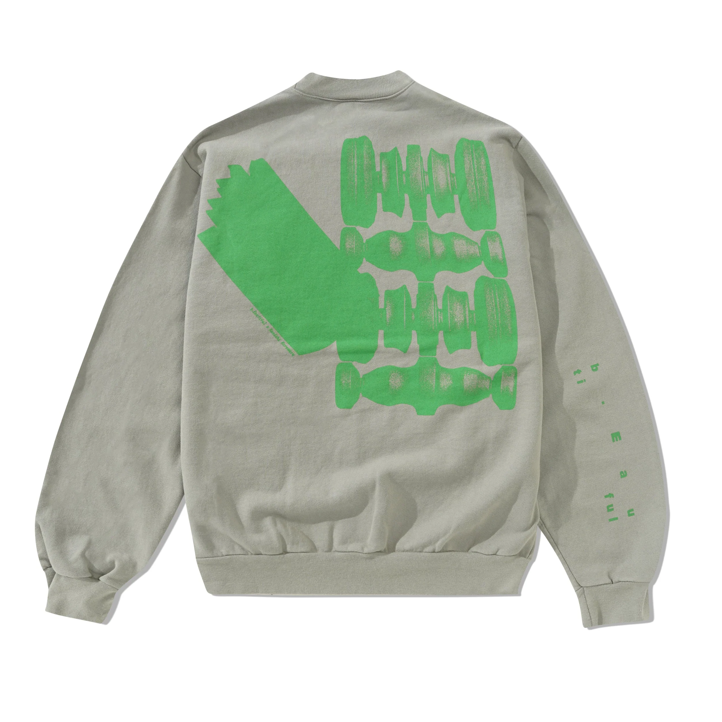 b.Eautiful x Kenichi Kuromaru Shadow Crewneck Sweatshirt, Sage - Image 2