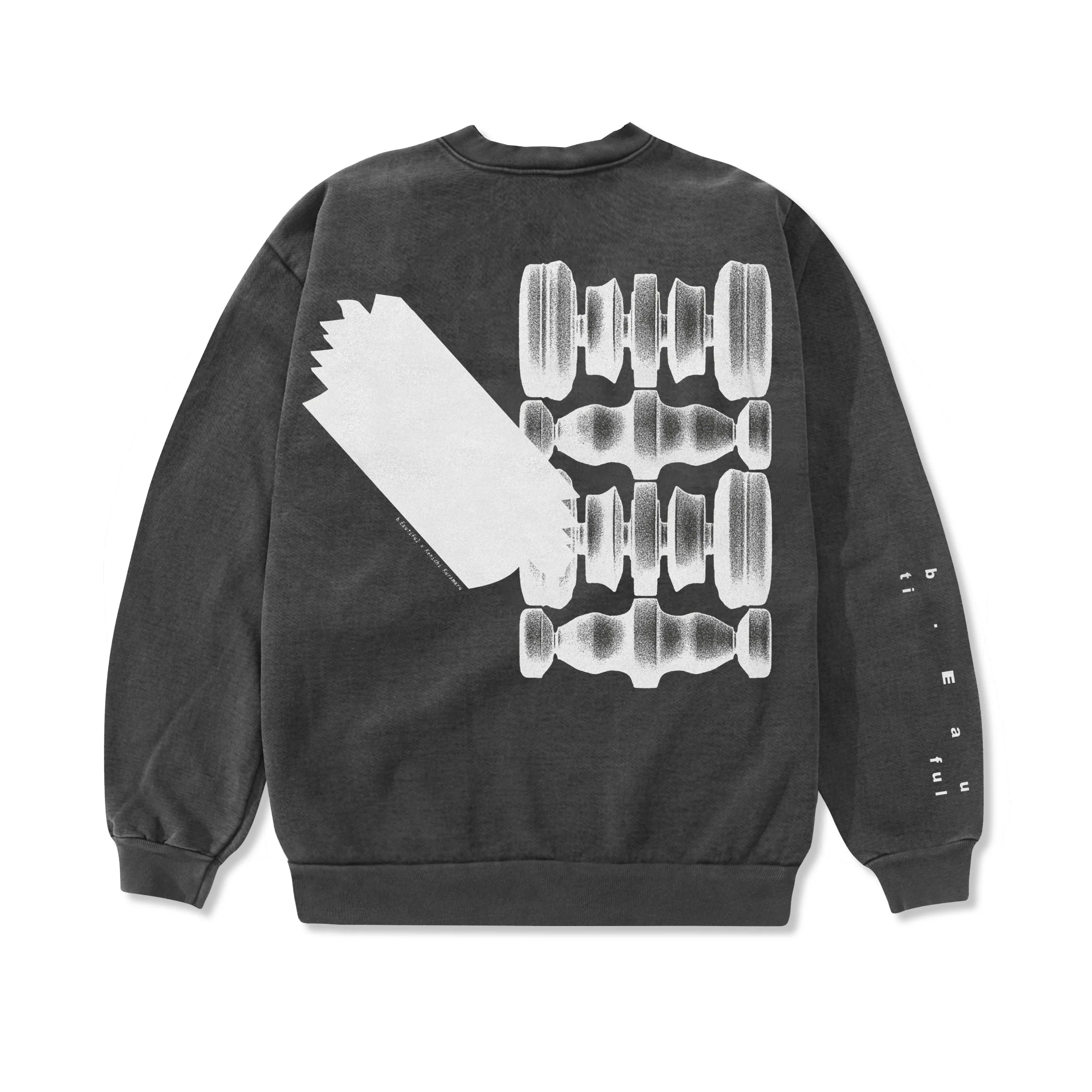 b.Eautiful x Kenichi Kuromaru Shadow Crewneck Sweatshirt, Vintage Black - Image 2