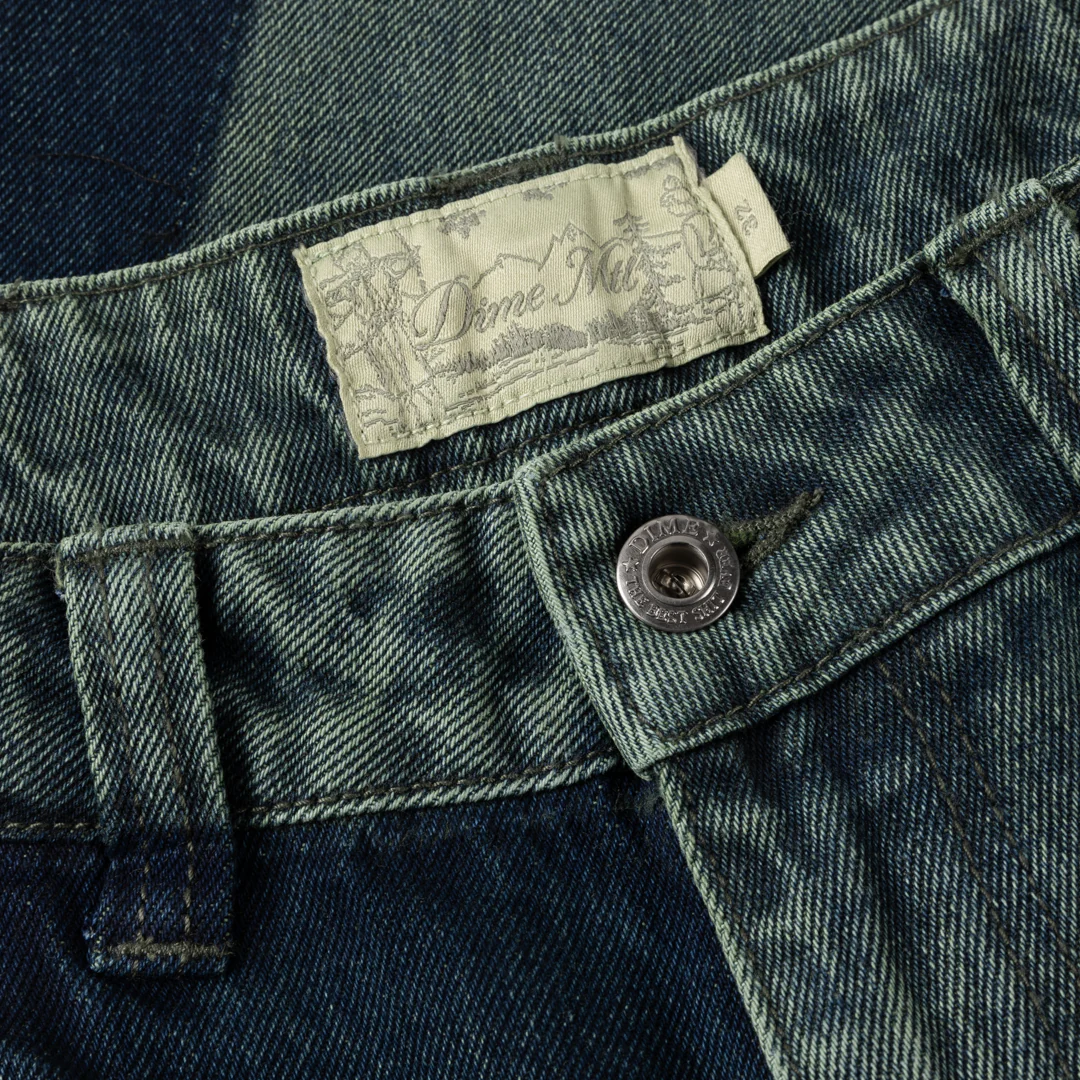 Baggy Denim Pants, Distressed Green - Image 3