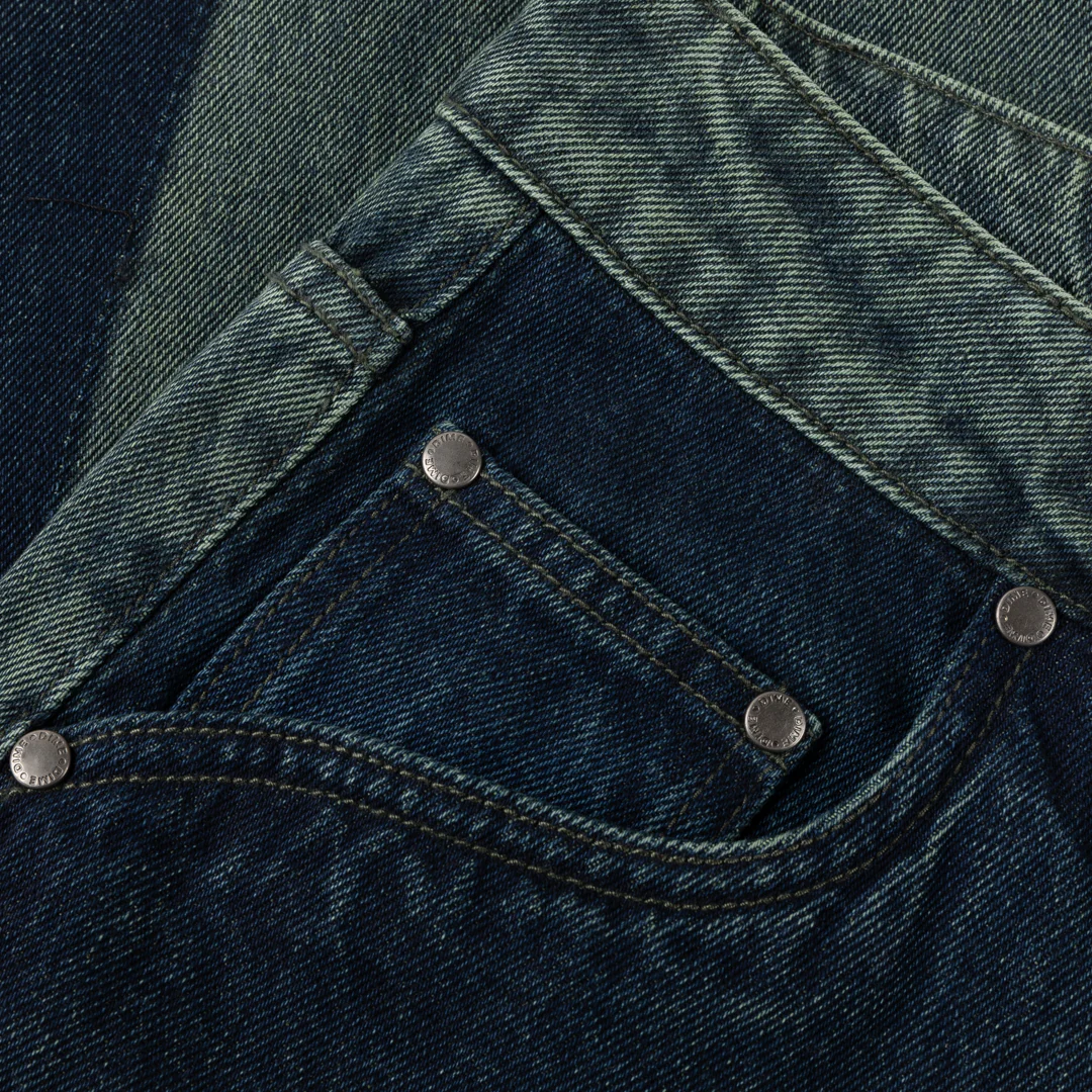 Baggy Denim Pants, Distressed Green - Image 4