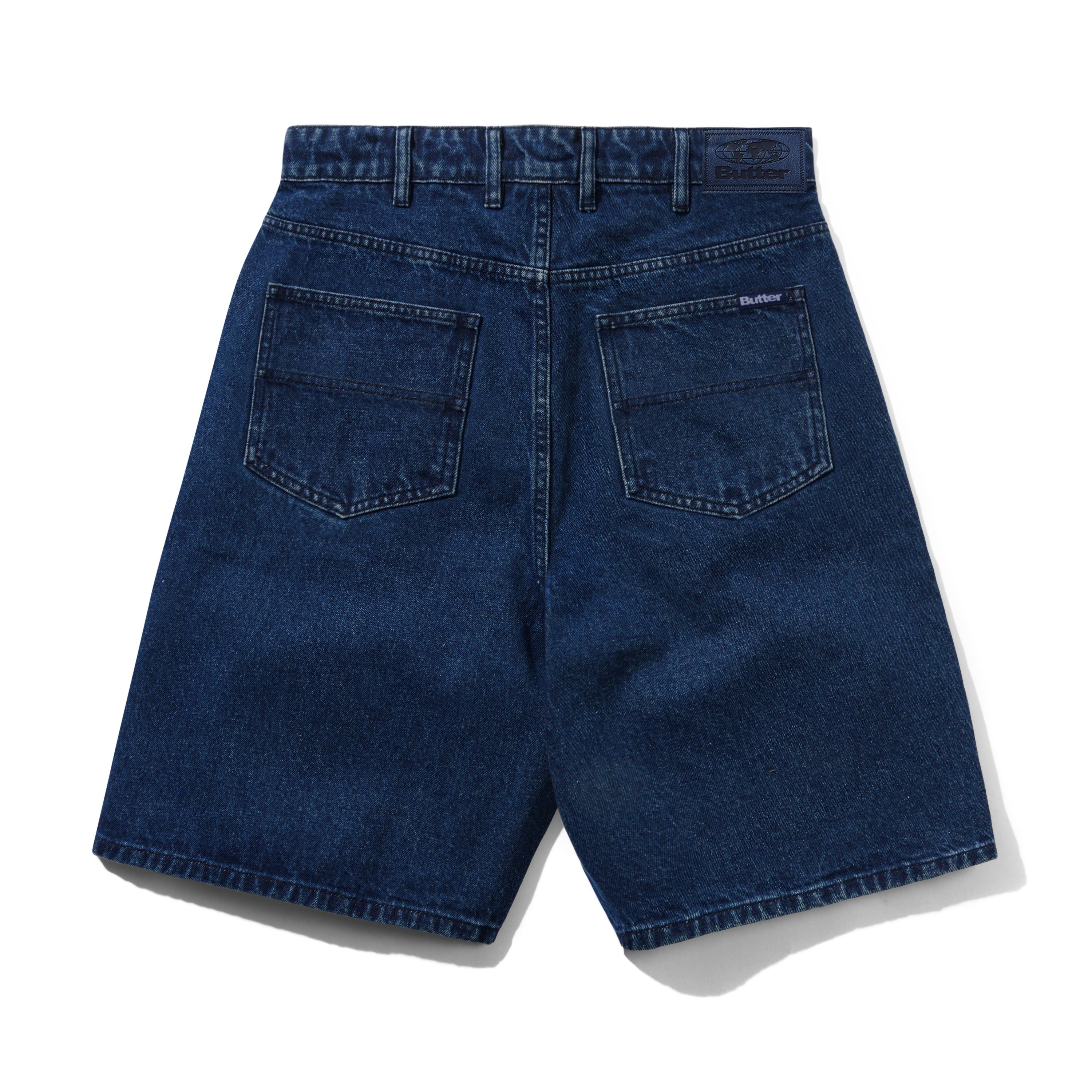 Baggy Denim Shorts, Dark Blue - Image 2