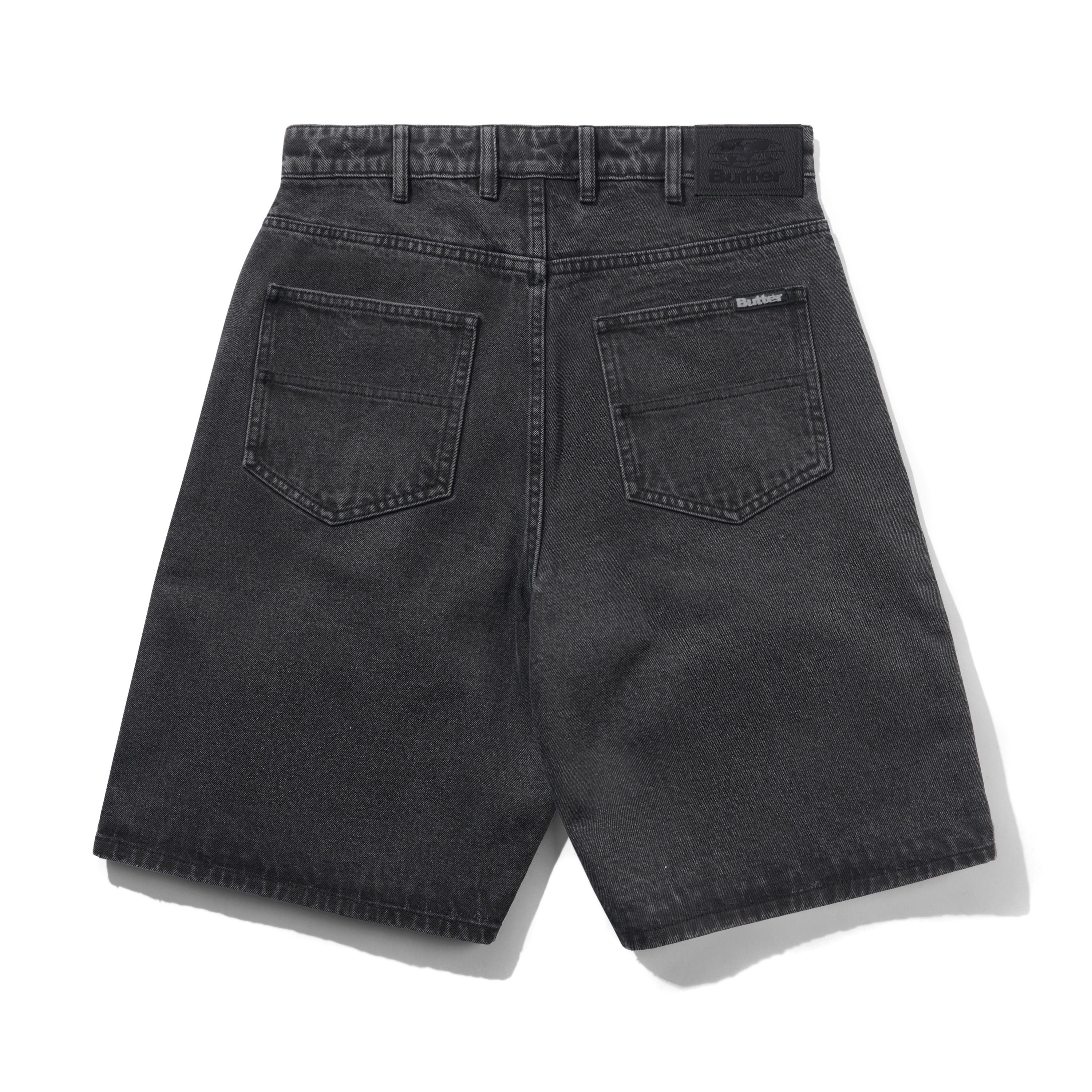 Baggy Denim Shorts, Distressed Black - Image 2