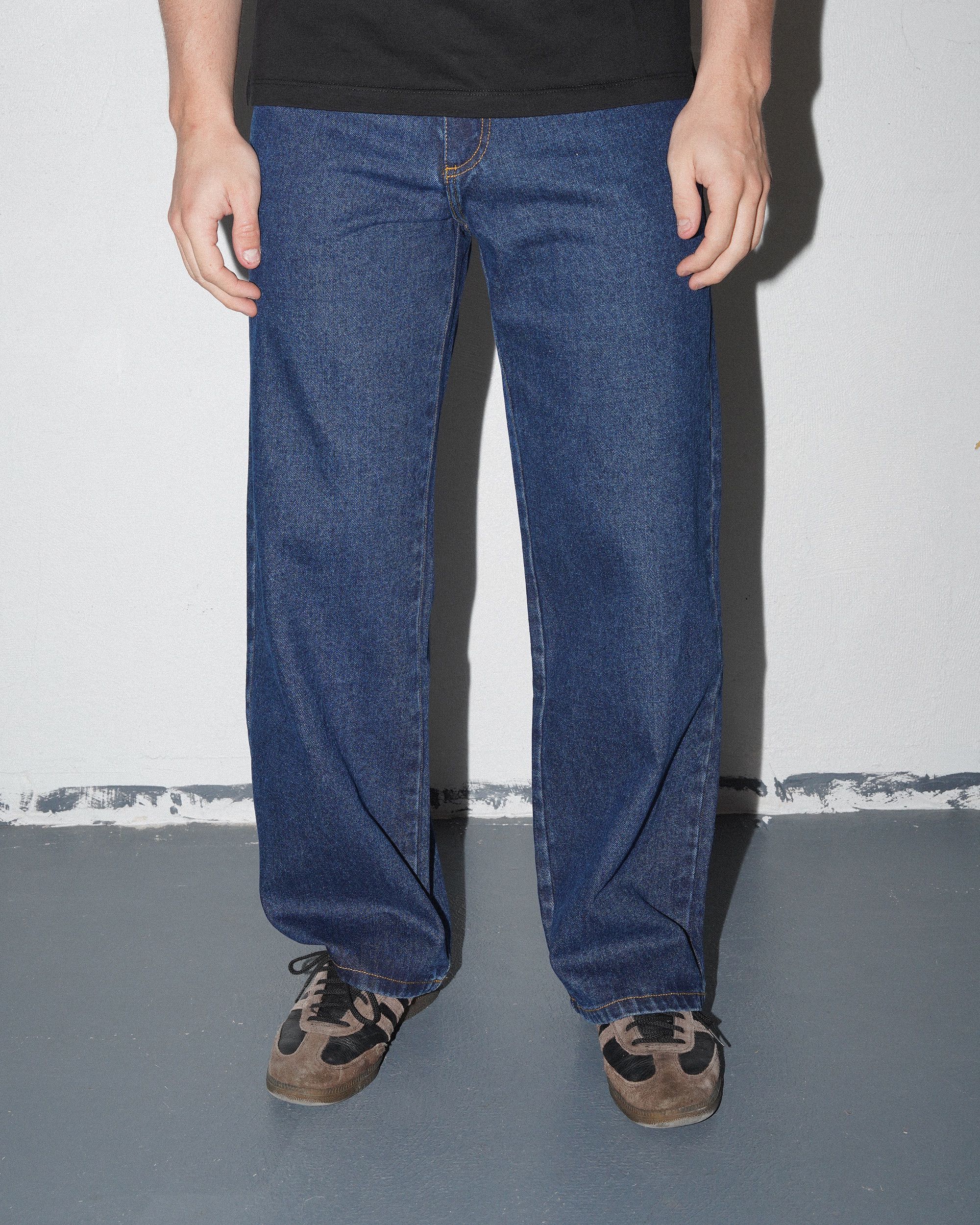 Baggy Woven Denim Pants, Blue - Image 3