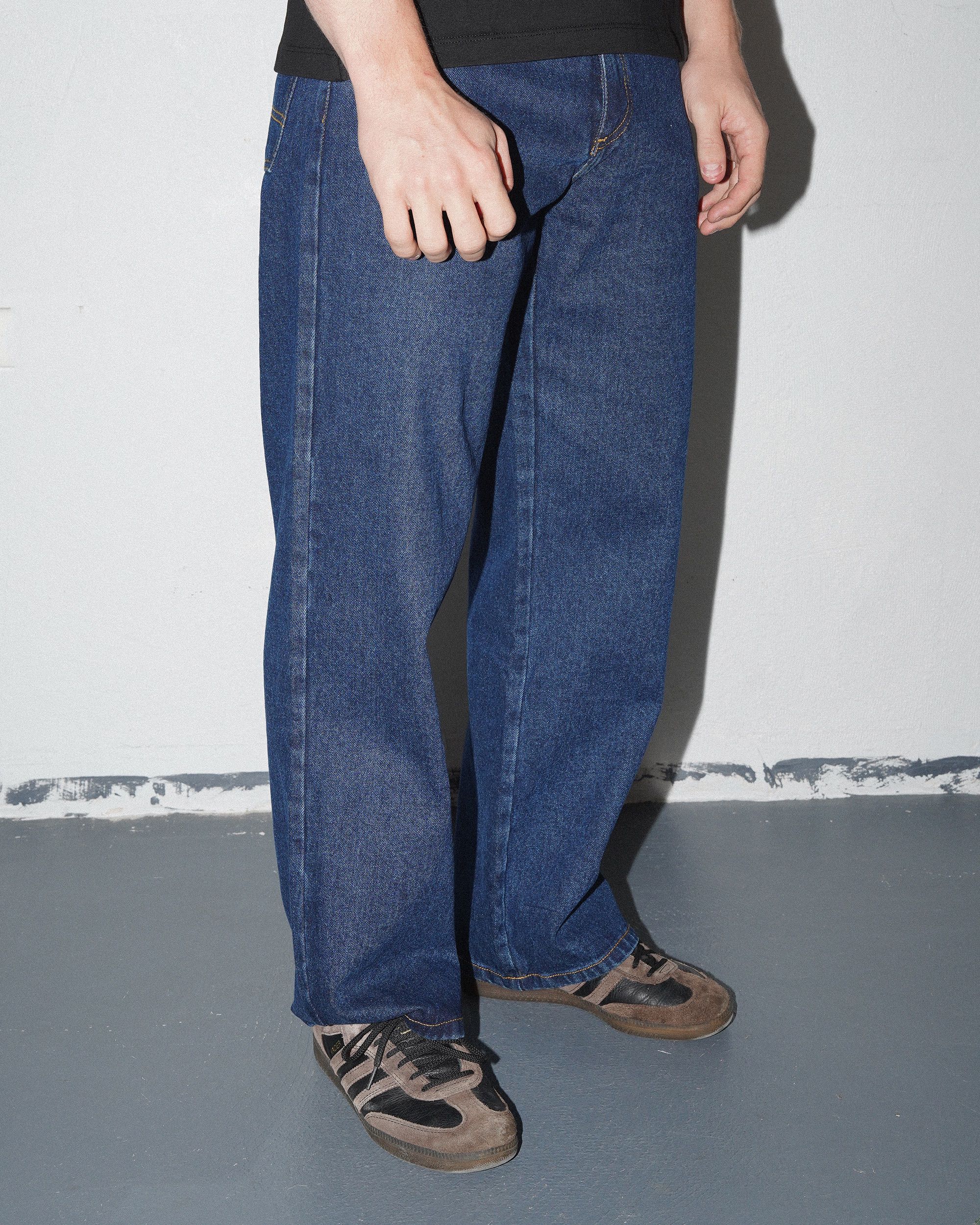 Baggy Woven Denim Pants, Blue - Image 4
