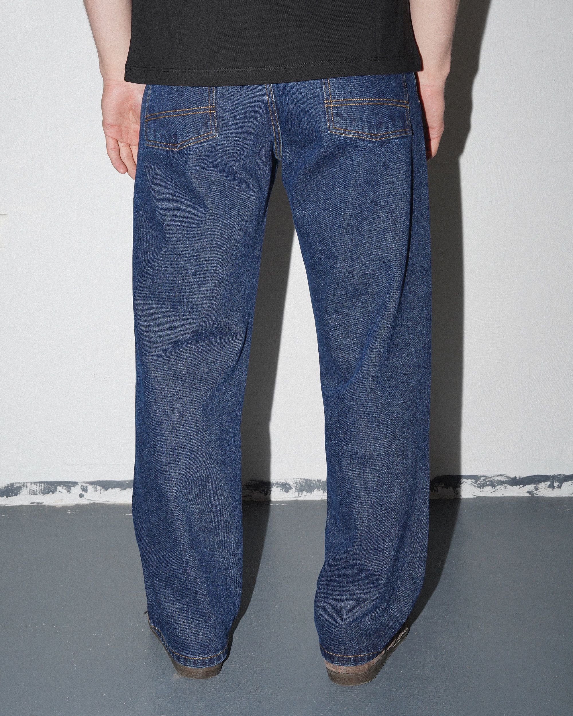 Baggy Woven Denim Pants, Blue - Image 5