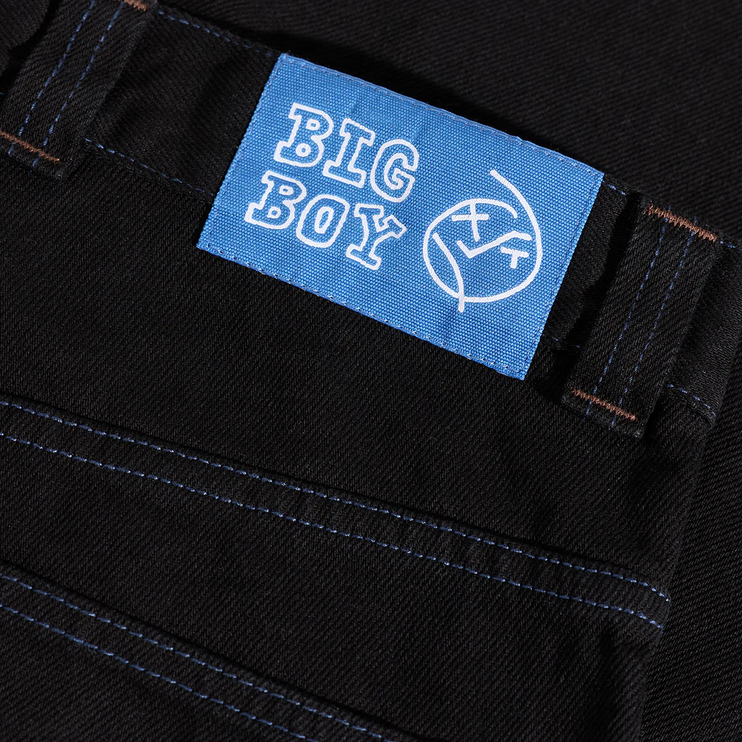 Big Boy Denim Jeans, Black / Blue Stitching - Image 4