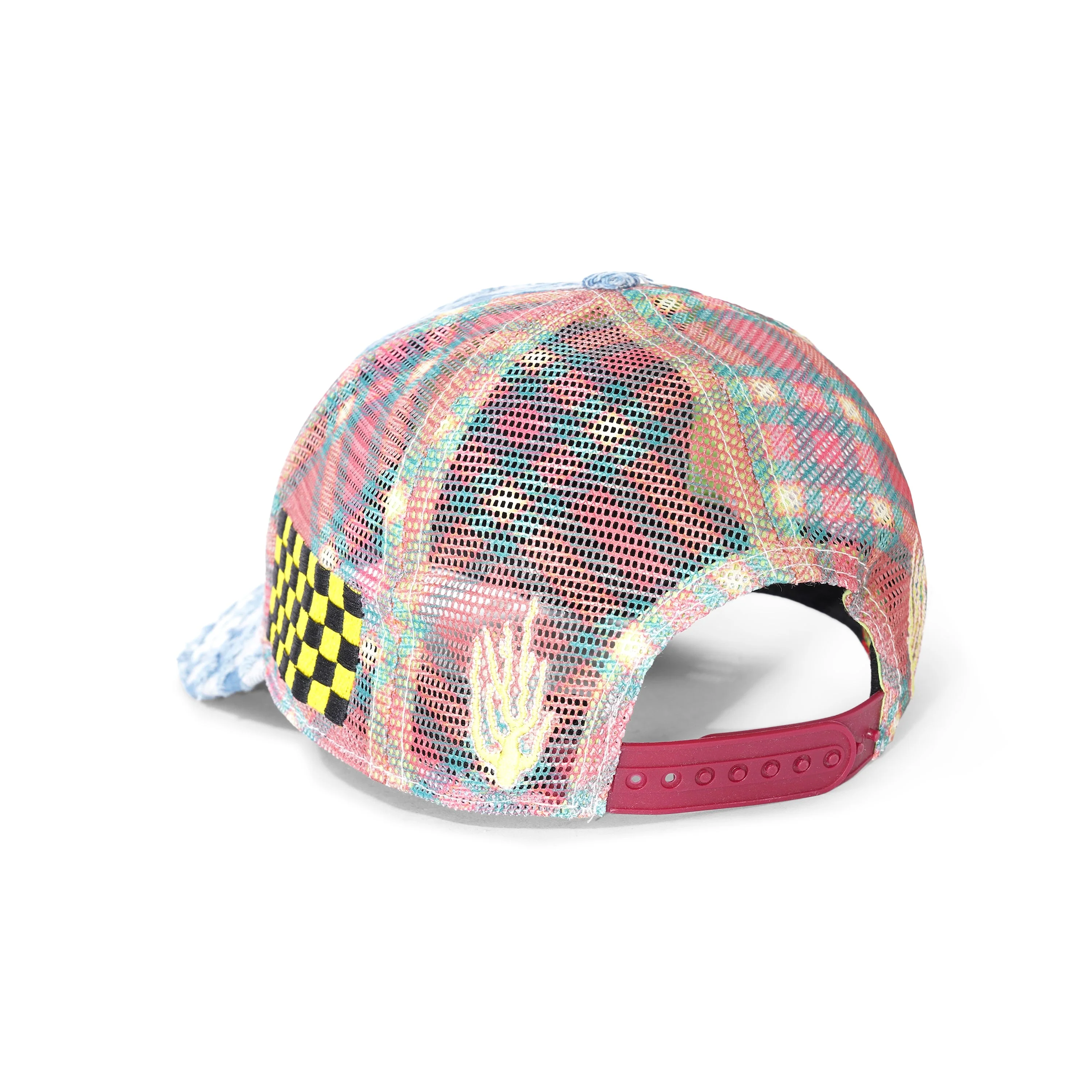 Biyu Trucker Hat, Light Blue Checker Denim - Image 2