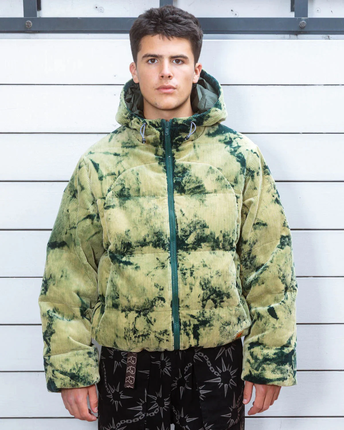 Bleach Dyed Dimension Puffer Jacket, Olive - Image 4