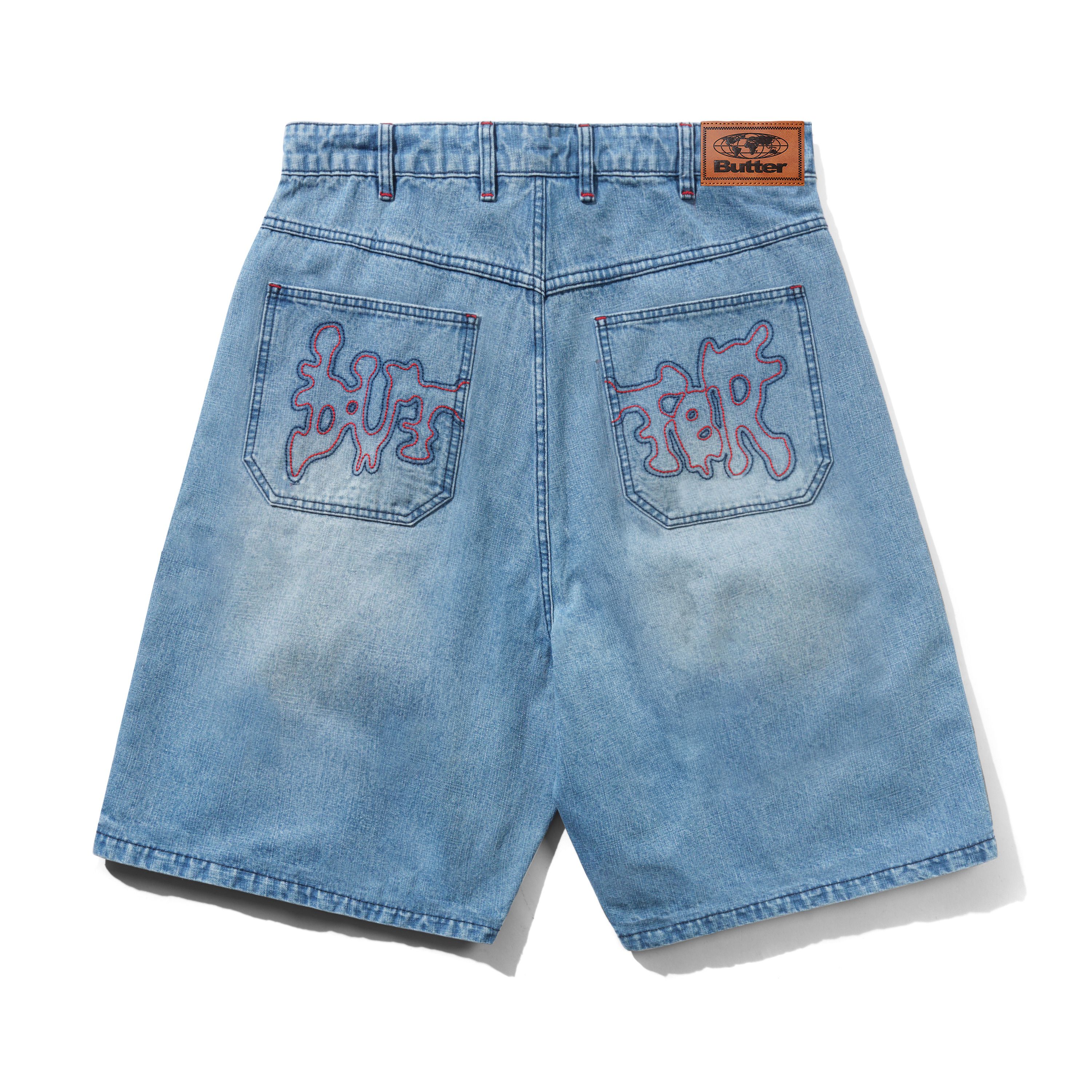 Blotch Denim Shorts, Streaky Blue - Image 2