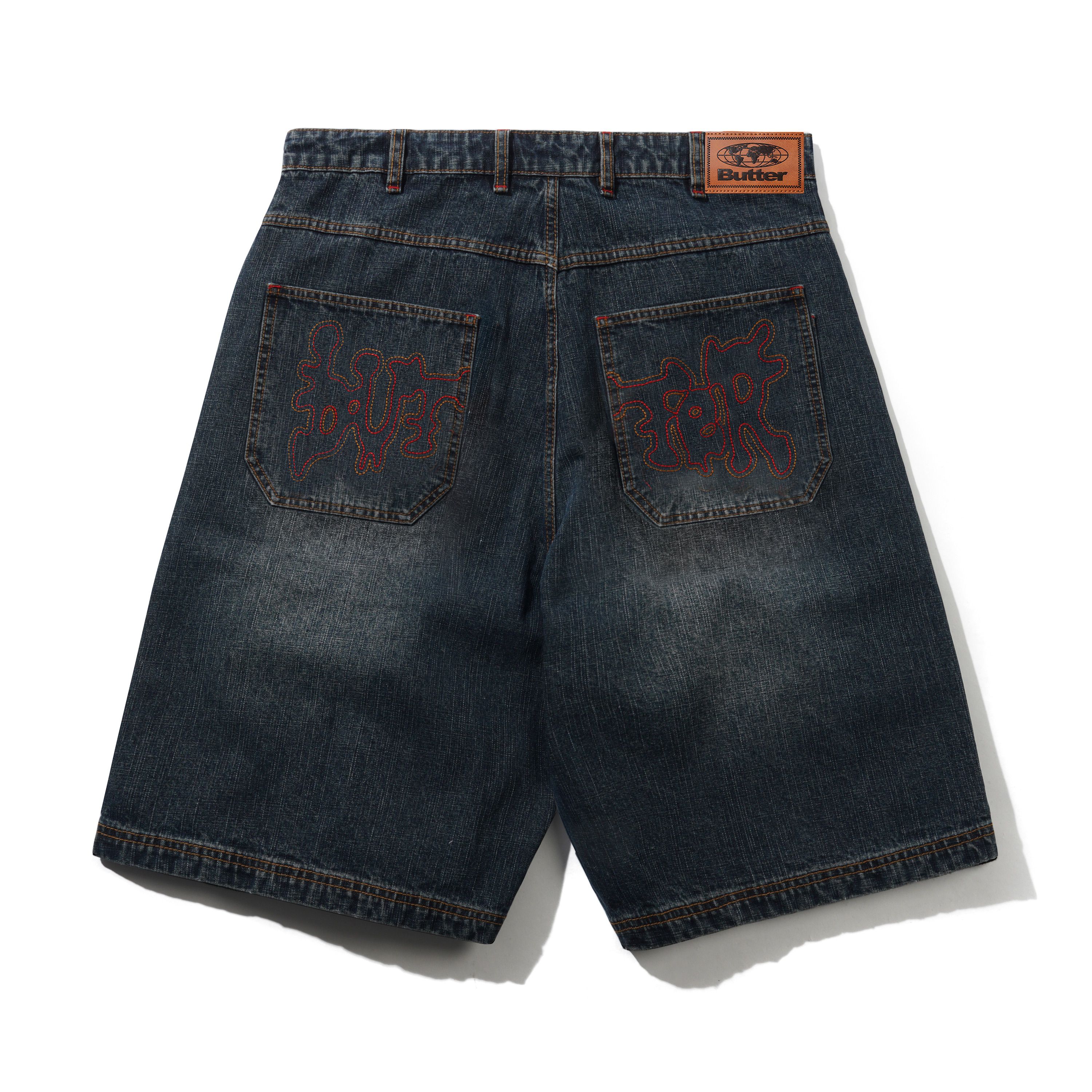 Blotch Denim Shorts, Streaky Navy - Image 2