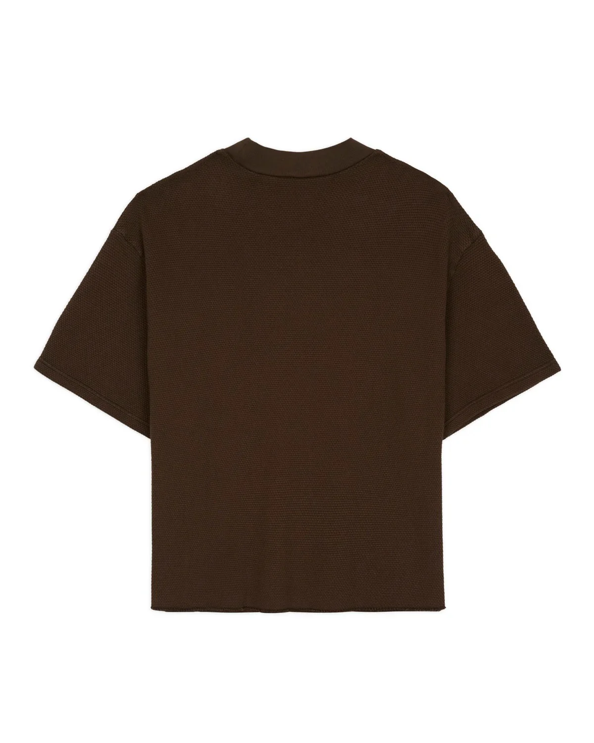 Boxy Thermal Mock Neck Tee, Brown - Image 3