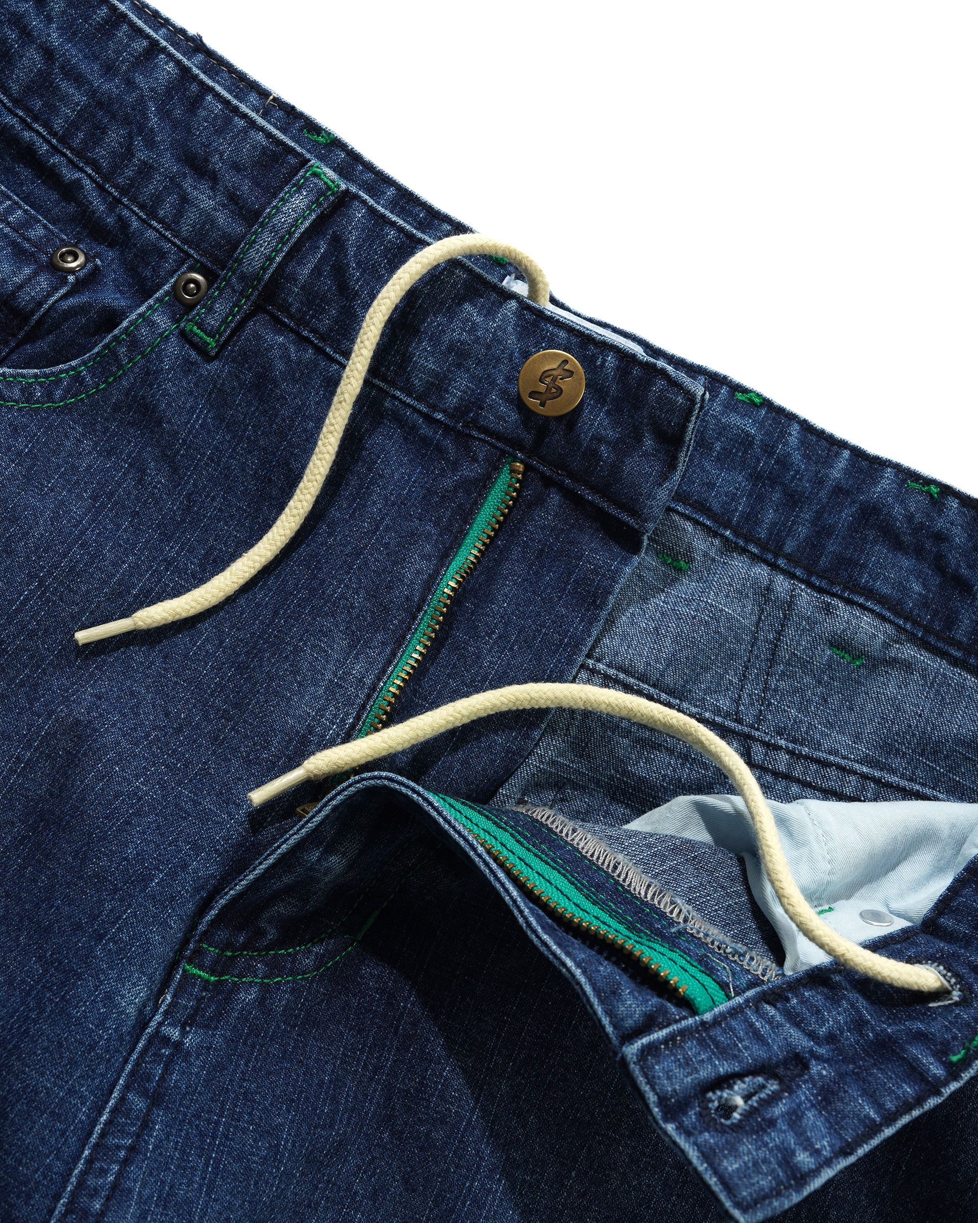 Break Denim Jeans, Washed Slub Blue - Image 6