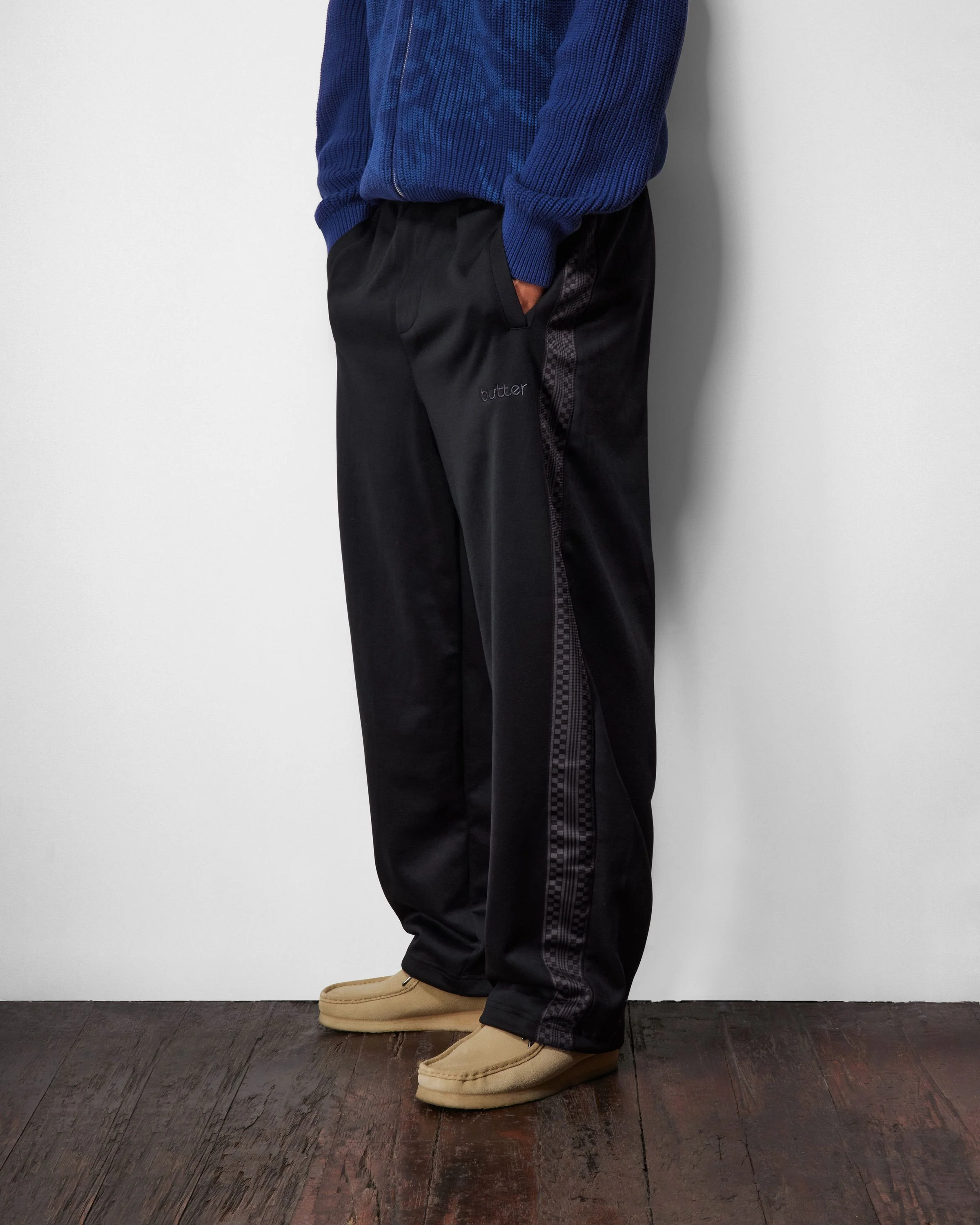 Check Tape Trackpants, Black - Image 2