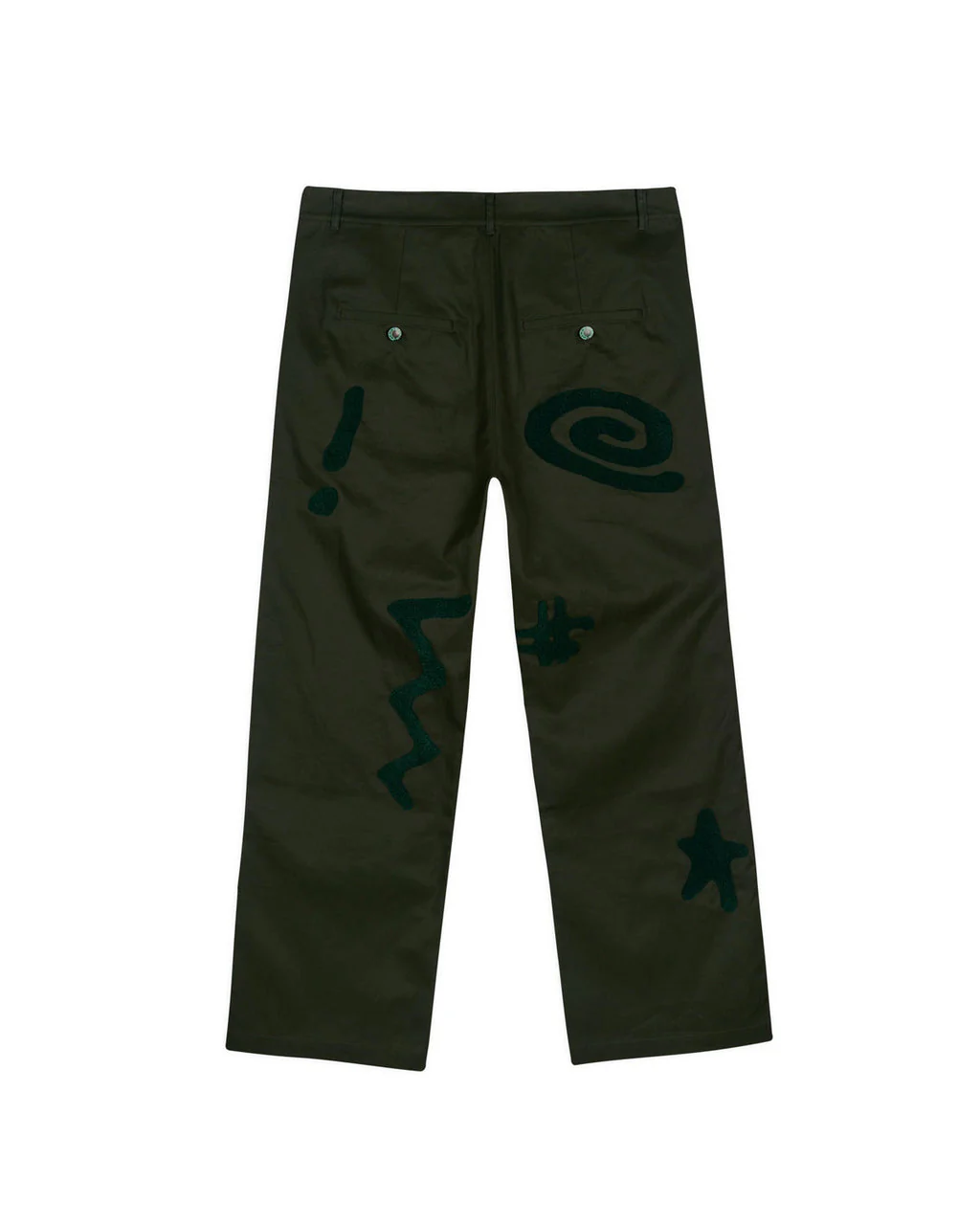 Chenille Symbols Four Pocket Pant, Deep Green - Image 2