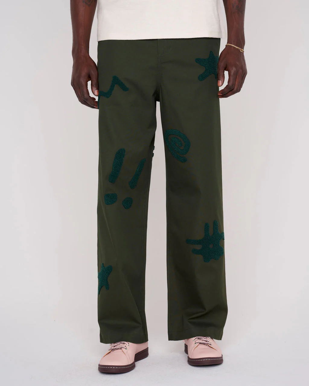 Chenille Symbols Four Pocket Pant, Deep Green - Image 3