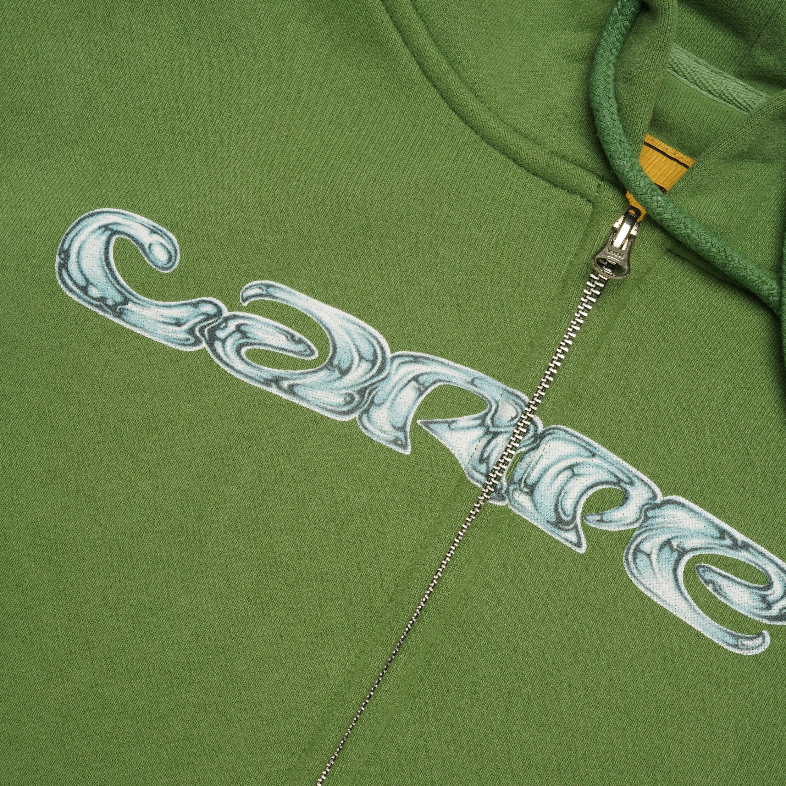 Chrome Zip Up Hood, Green - Image 3