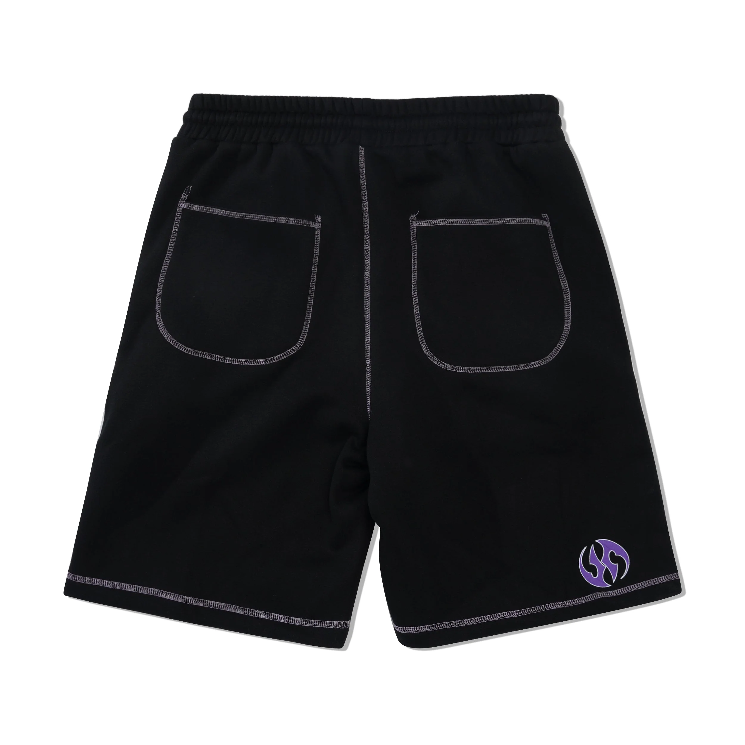 Contrast Fleece Track Shorts, Black - Image 4