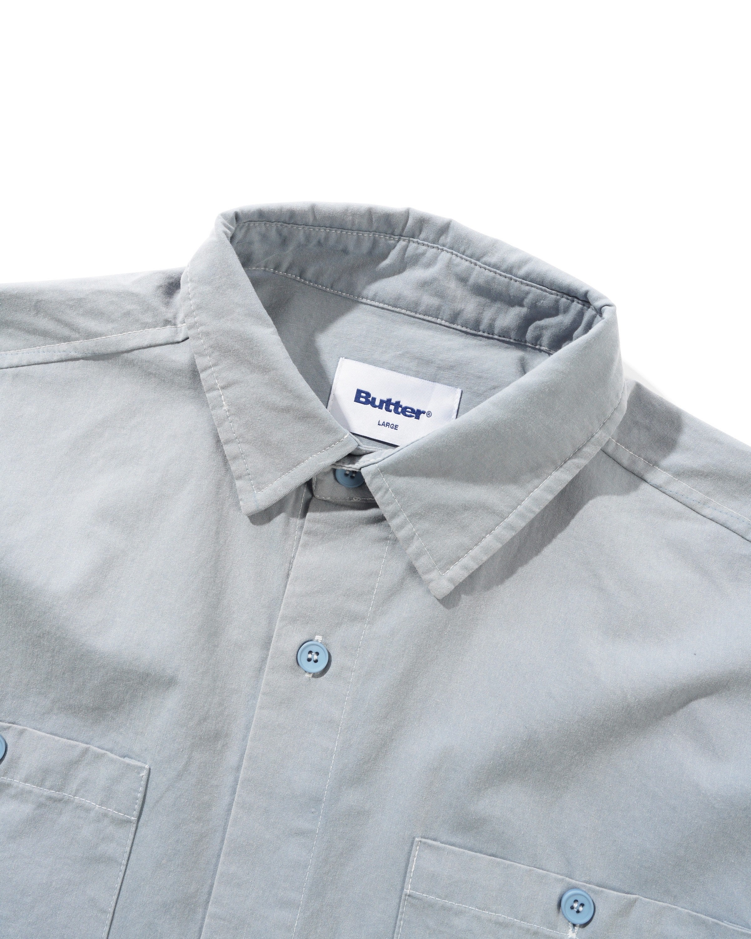 Contrast Stitch S/S Shirt, Blue Grey - Image 3