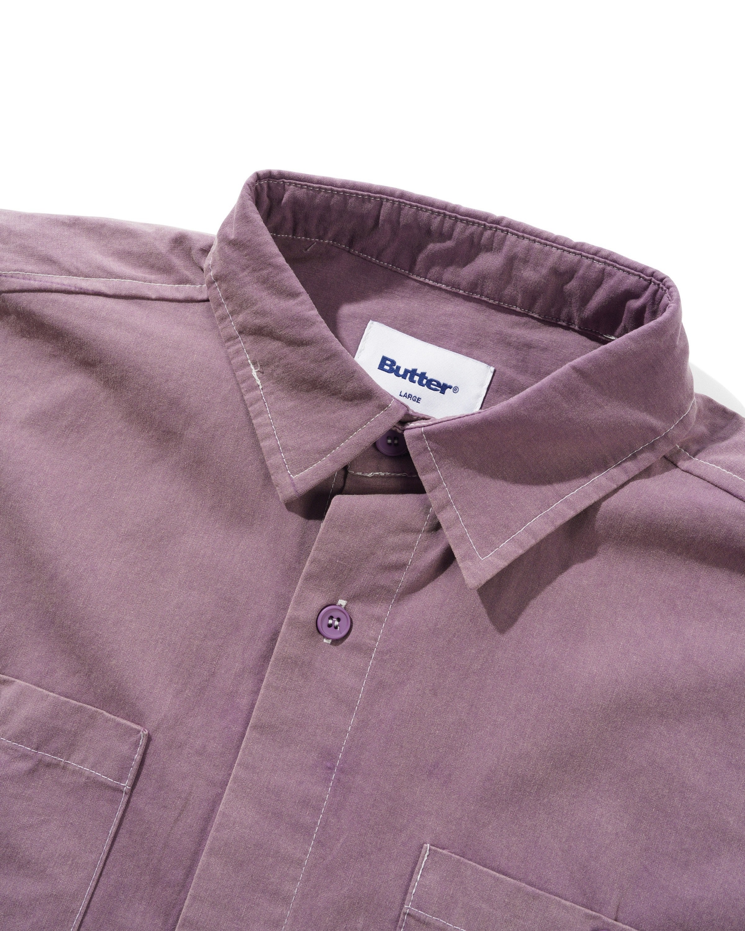 Contrast Stitch S/S Shirt, Eggplant - Image 3