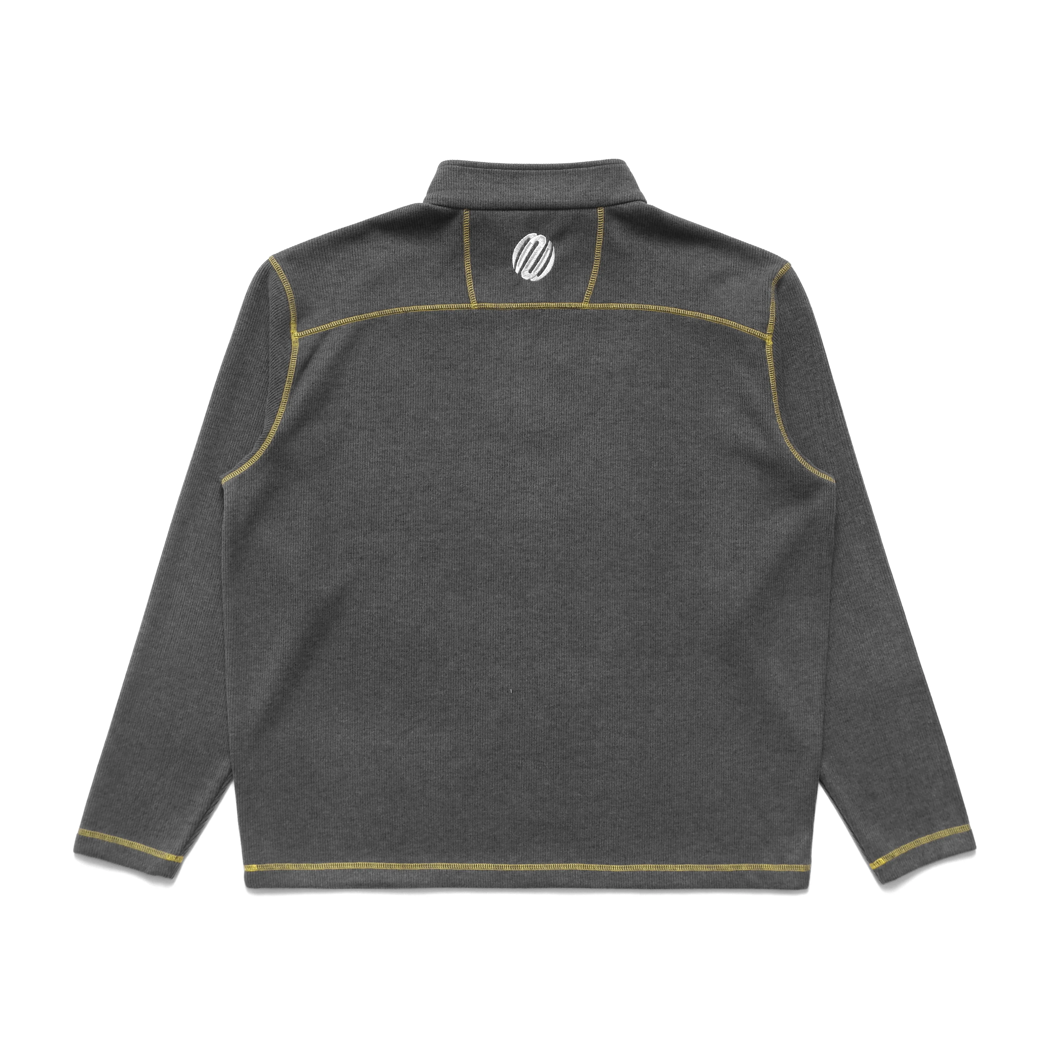 Contrast Stitch 1/4 Zip Pullover, Charcoal - Image 3