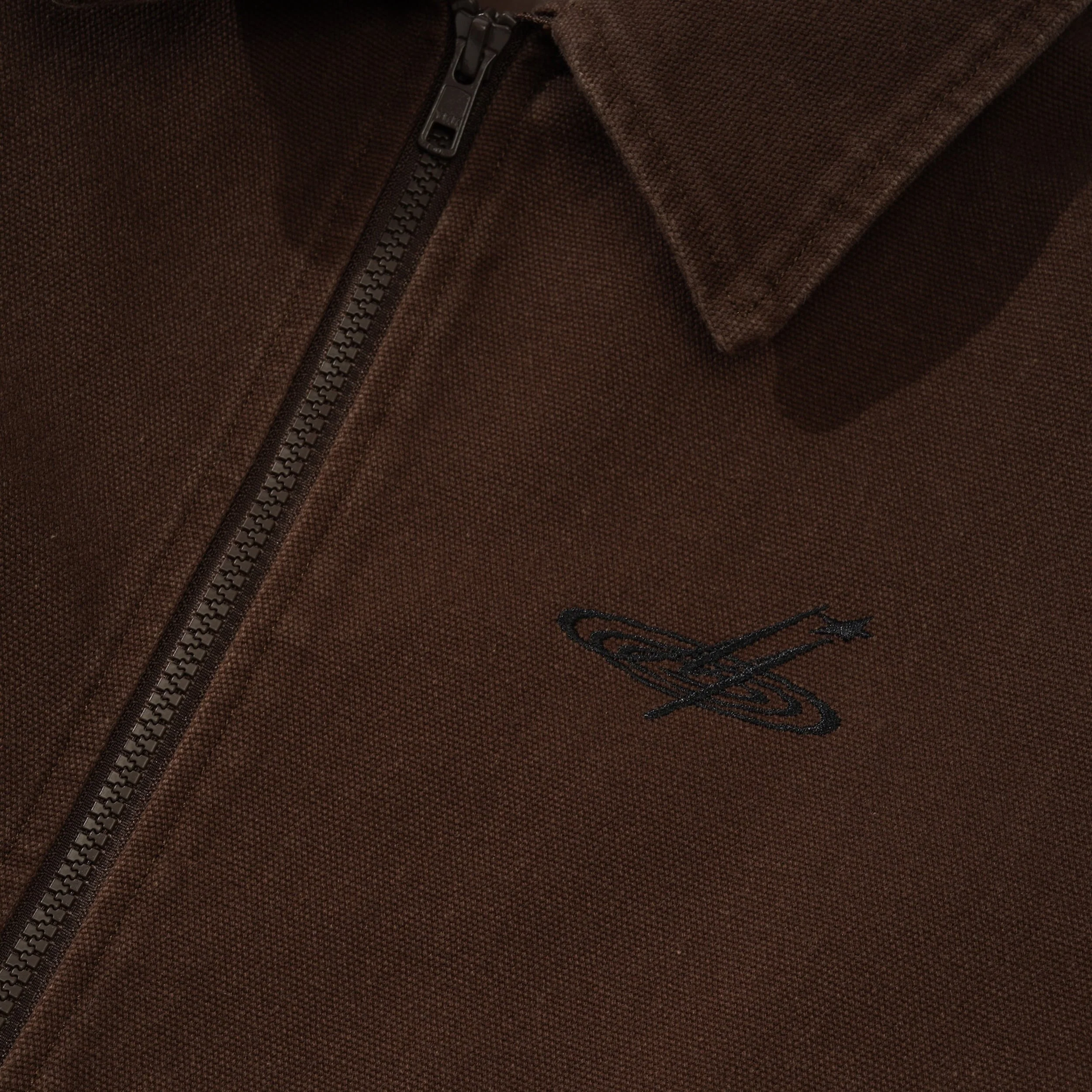 Cotton Canvas Zip Jacket, Chocolate - Image 2