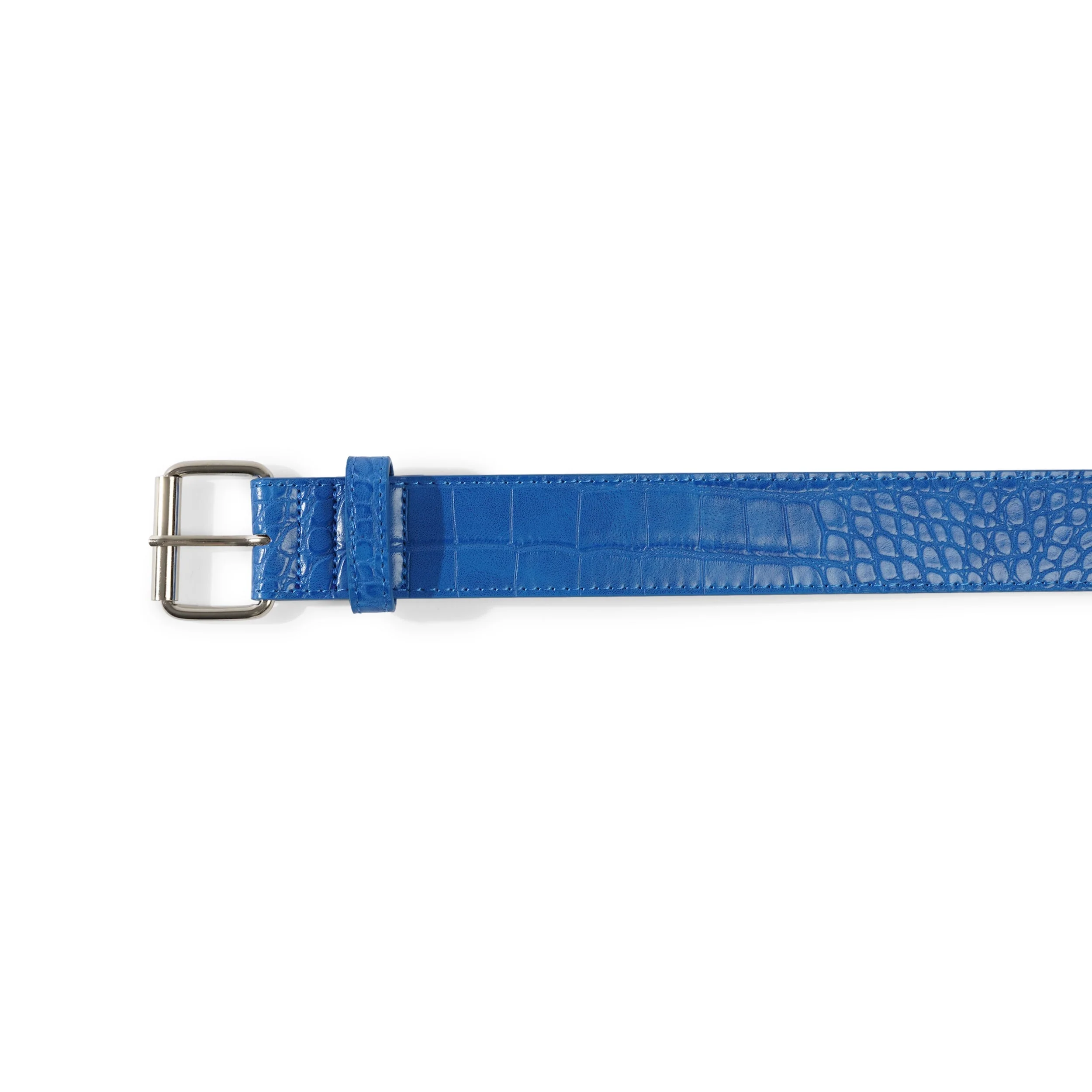 Croc Skin Belt, Blue - Image 4
