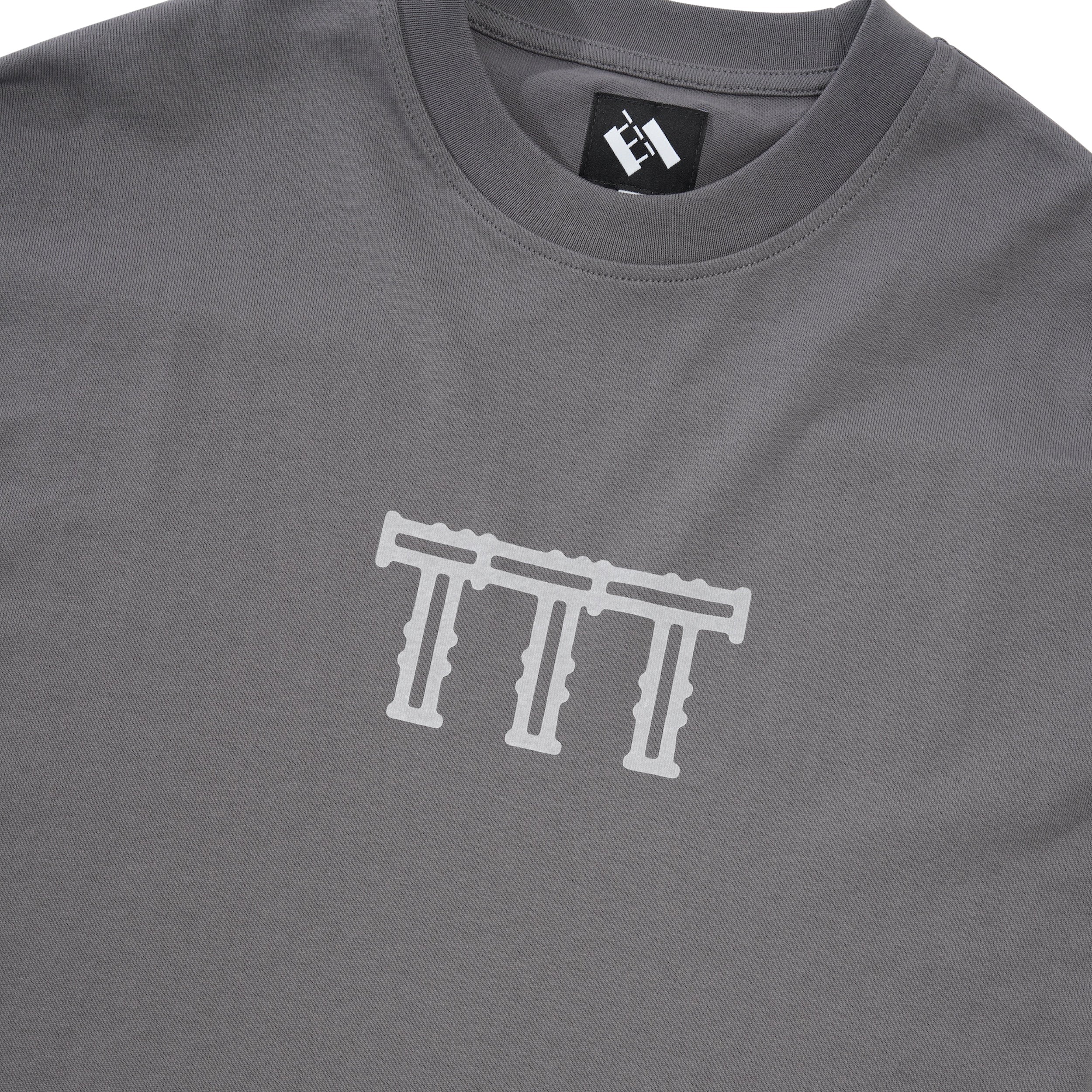 Cross Lattice L/S Tee, Charcoal - Image 3