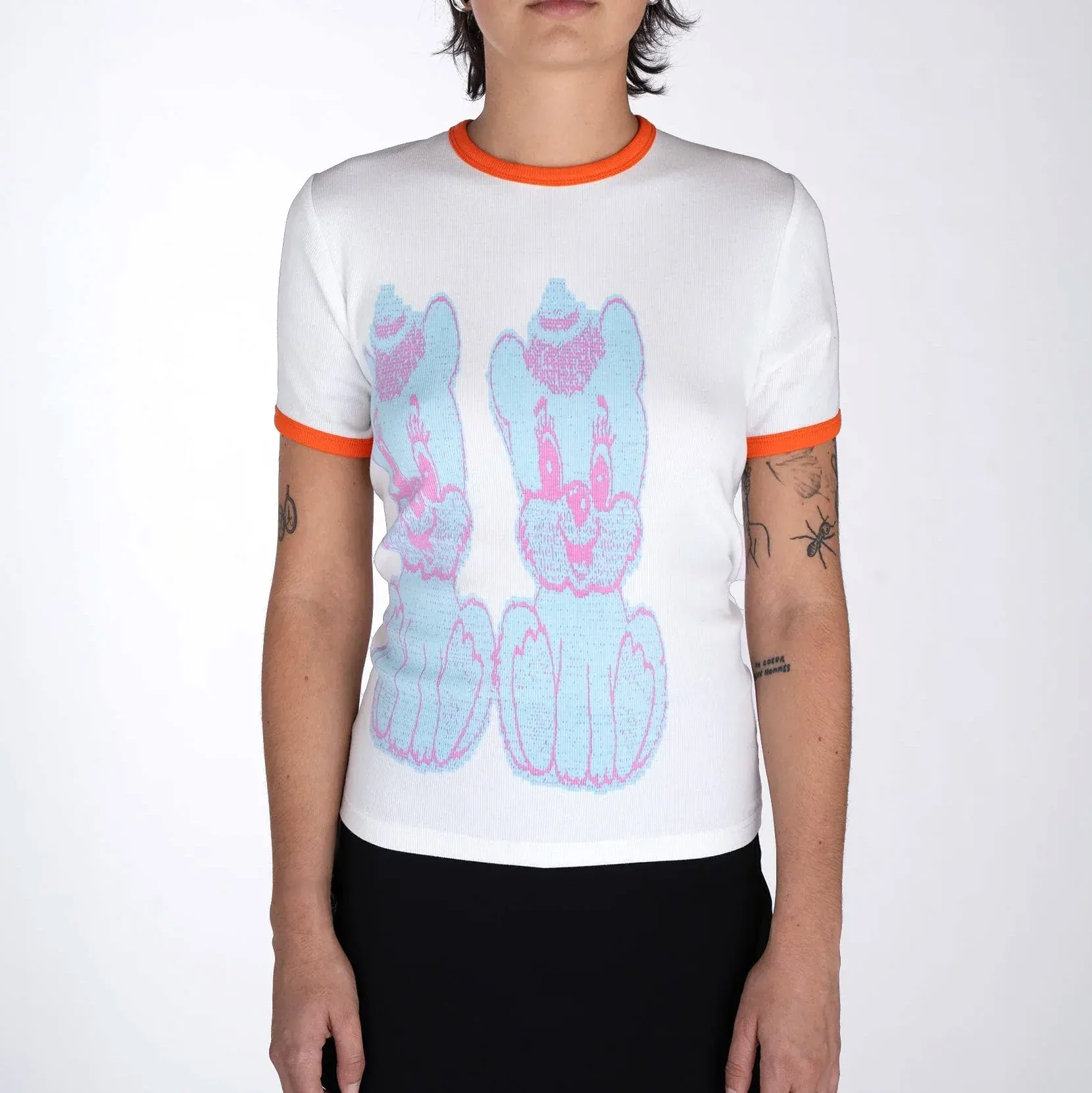 Cutie Ringer Unisex Tee, White - Image 4