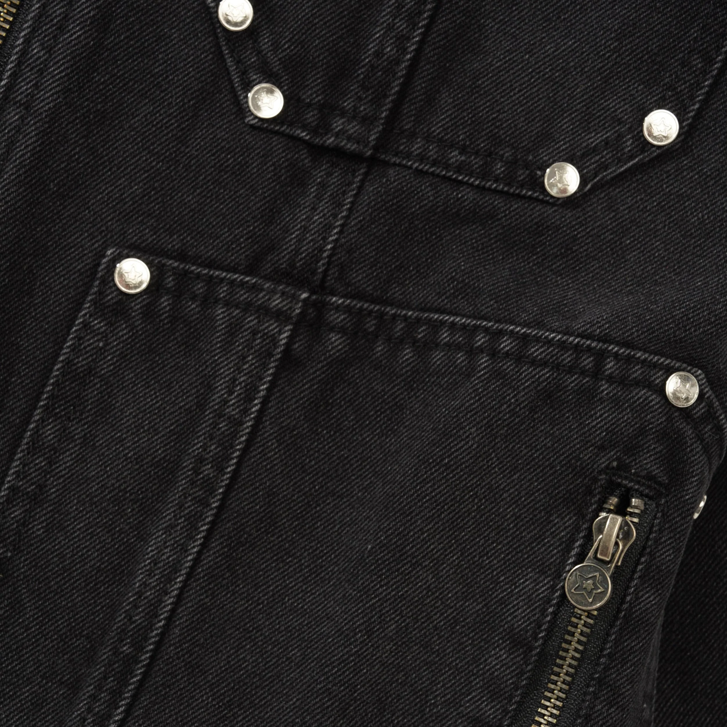 Denim Zip Up Jacket, Black - Image 3