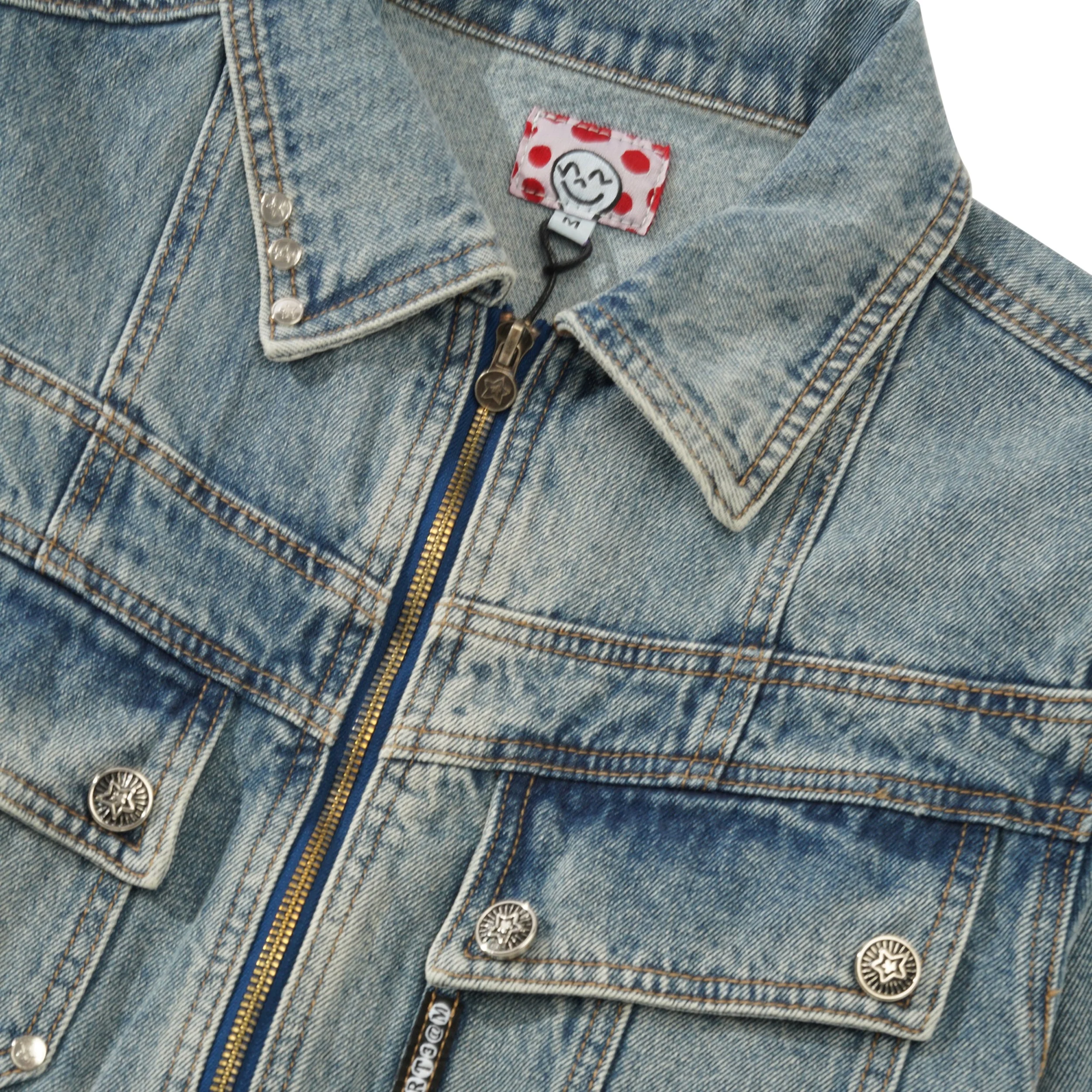 Denim Zip Up Jacket, Blue - Image 2