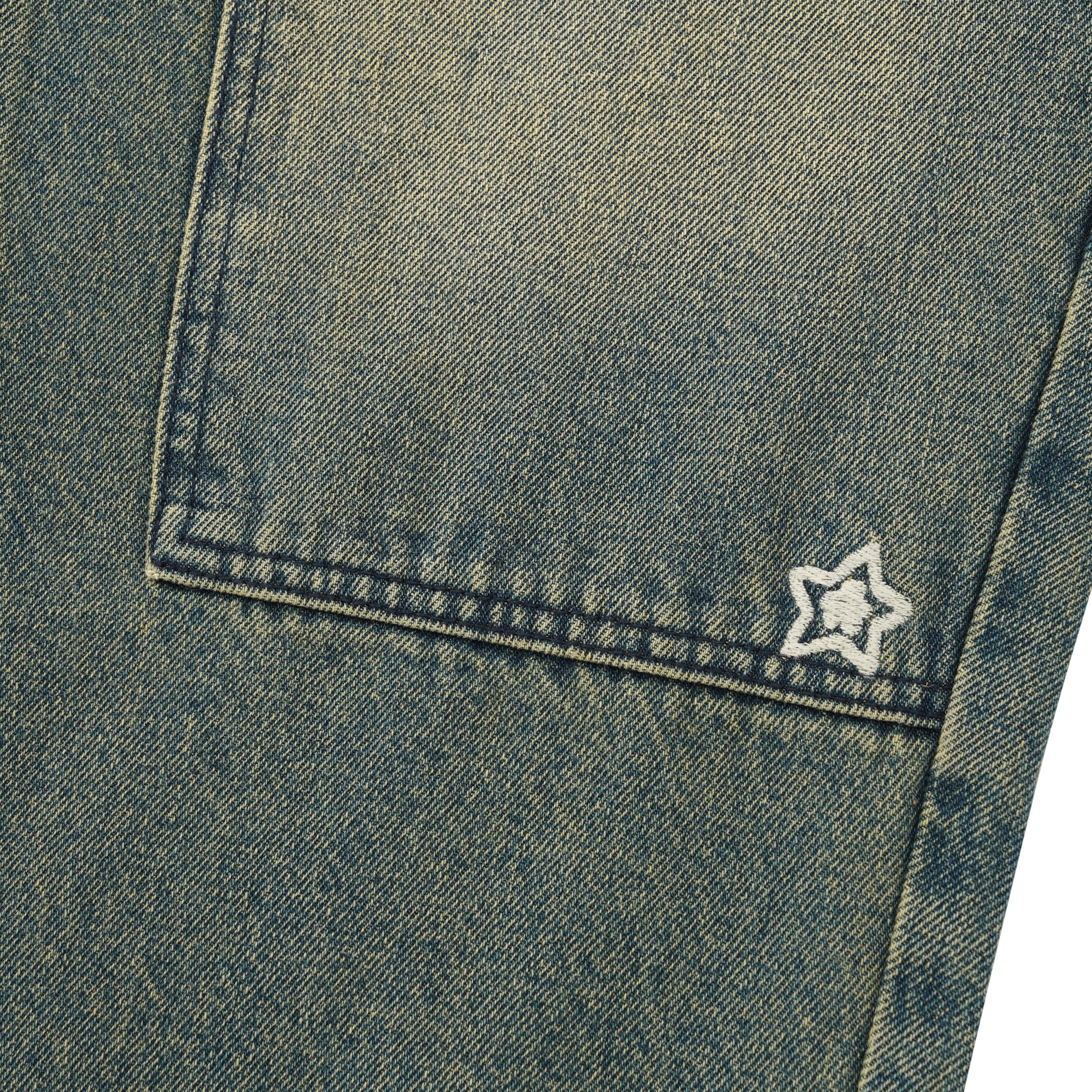Double Knee Star Jeans, Blue - Image 3