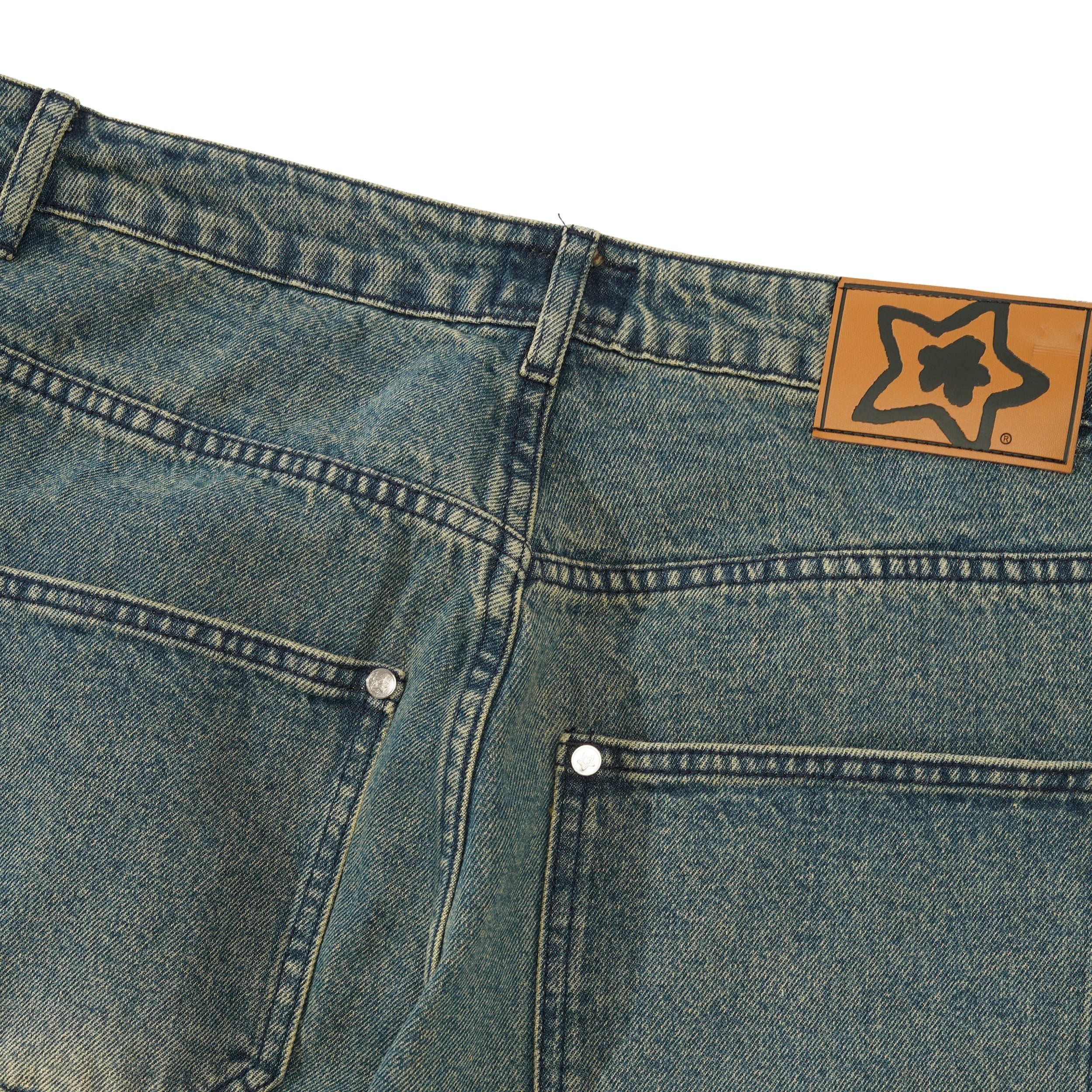 Double Knee Star Jeans, Blue - Image 4
