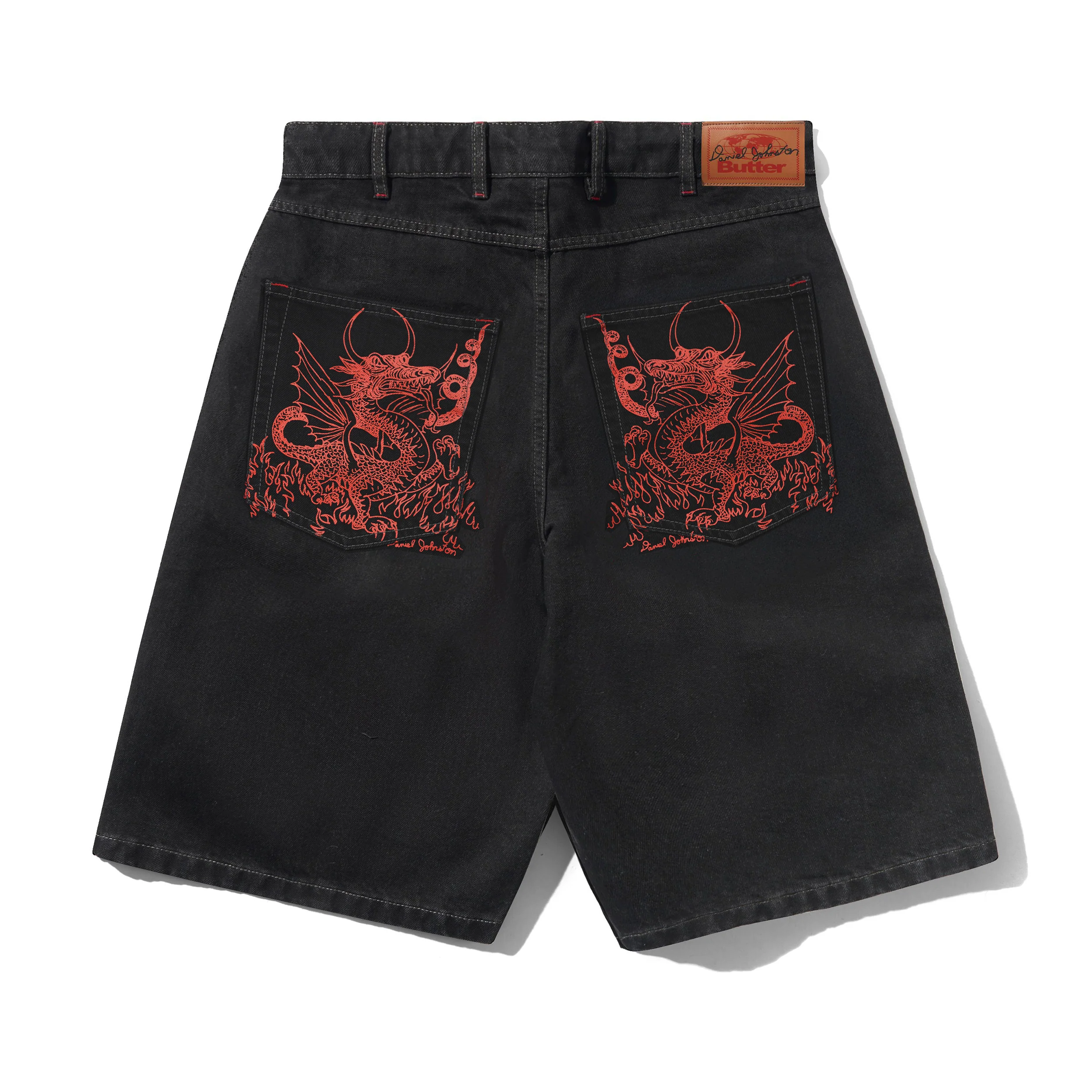 Dragon Denim Shorts, Washed Black - Image 2