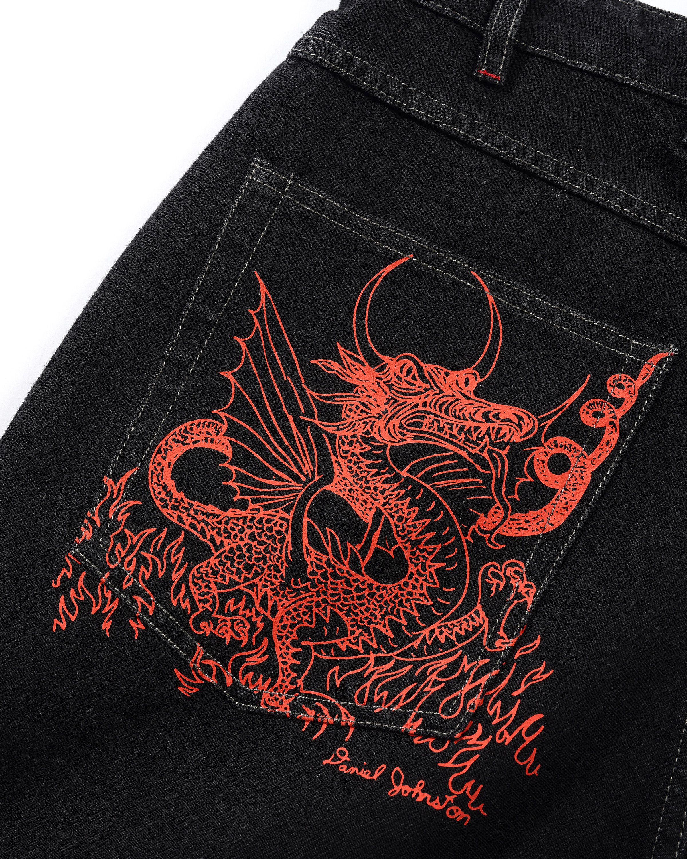 Dragon Denim Shorts, Washed Black - Image 3