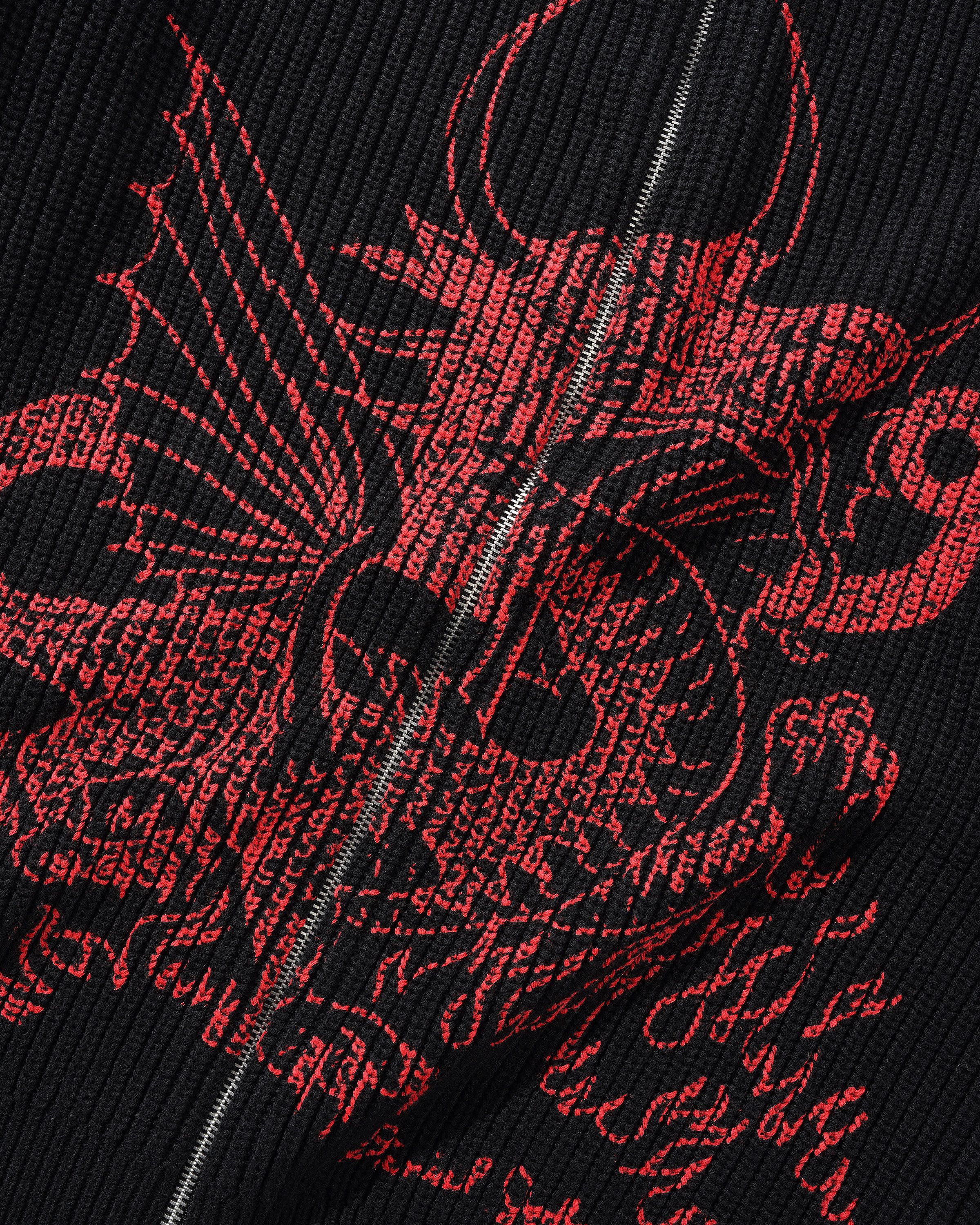 Dragon Knit Zip-Thru Sweater, Black / Red - Image 2