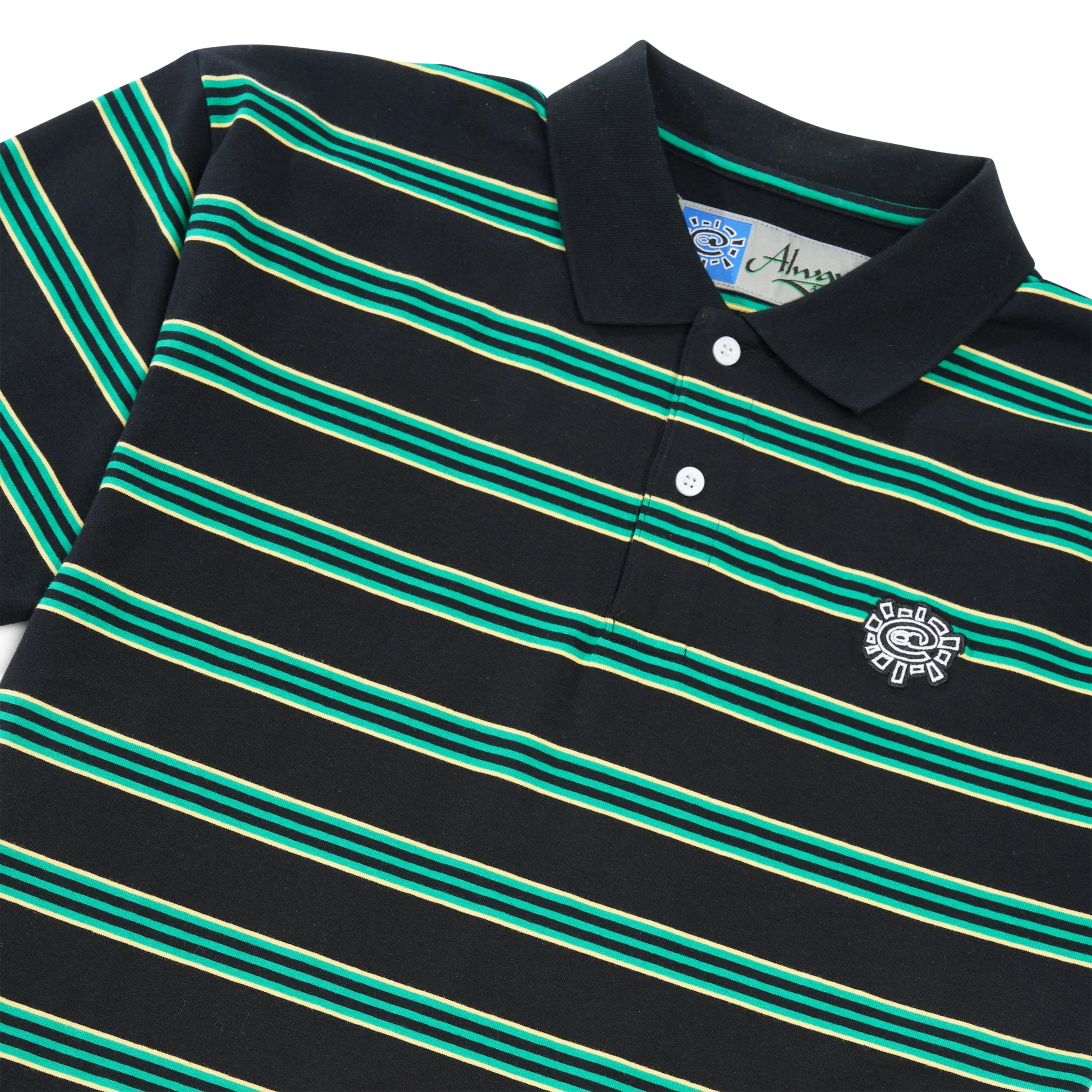 Educated Applique Polo Shirt, Black / Green - Image 2