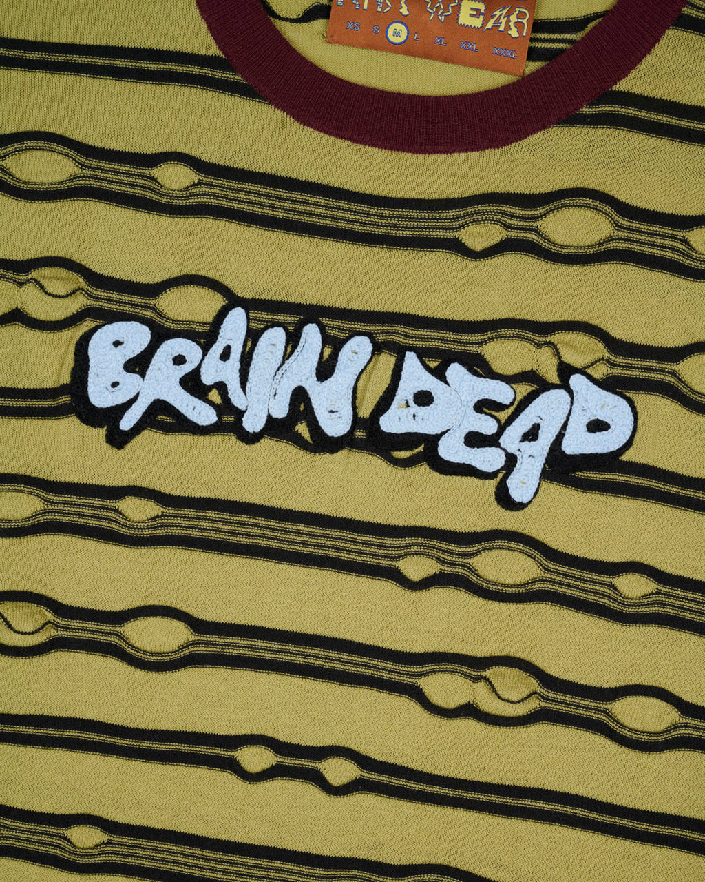 Embroidered Puckered Stripe Shirt, Lime - Image 3