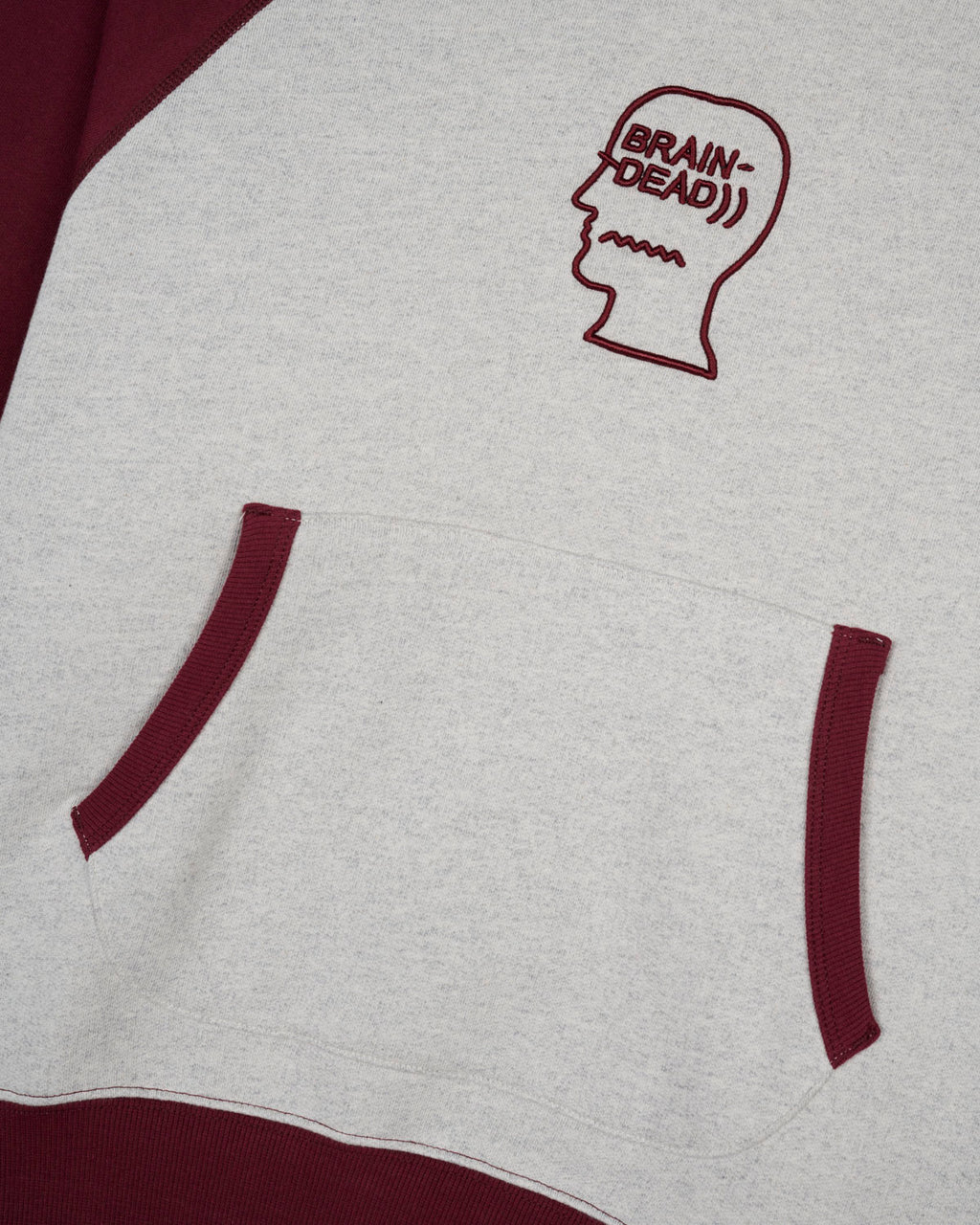 Fleece Logo Head Raglan Hood, Oatmeal Maroon - Image 2