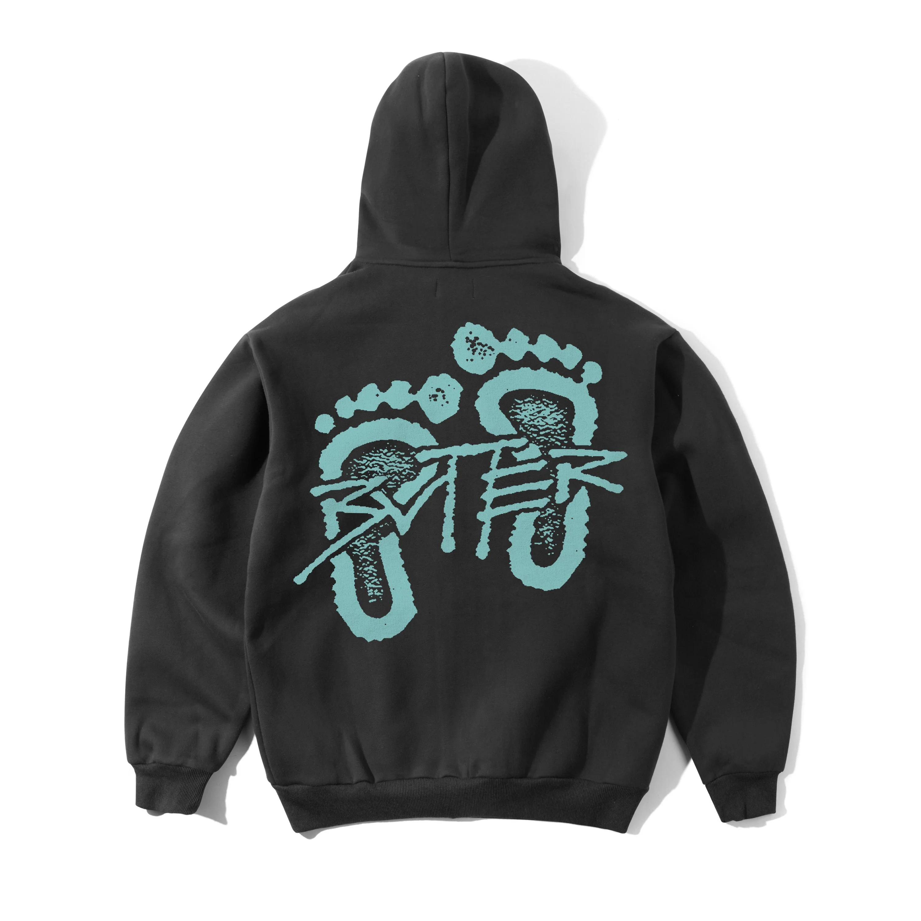 Footprints Pullover Hood, Charcoal - Image 2