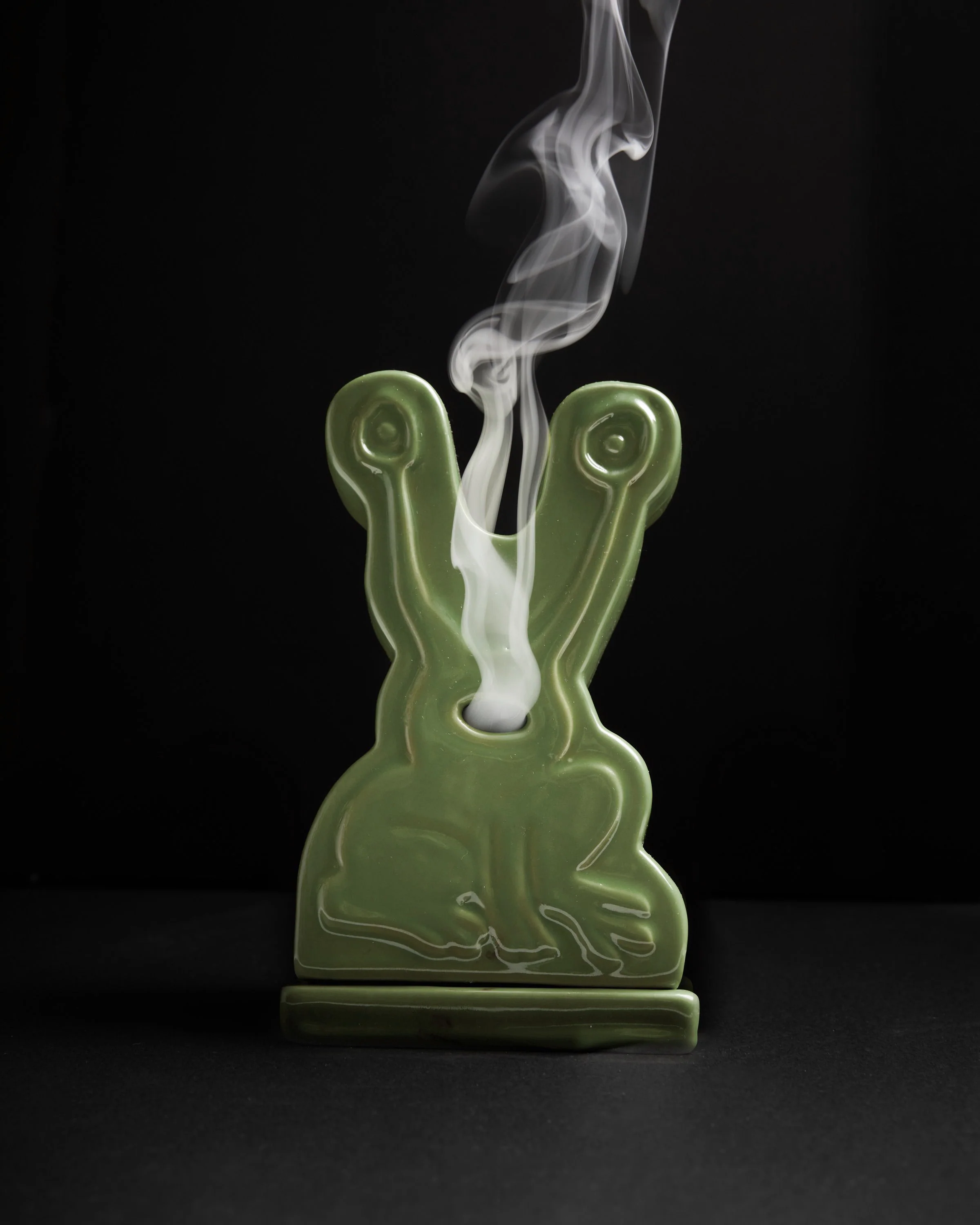 Frog Ceramic Incense Holder, Light Green - Image 4
